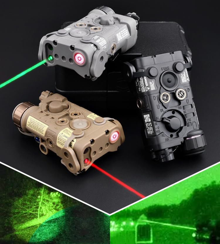 Tactical Red/Green Laser Sight with IR Light Illuminator - Night Vision Flashlight & IR Laser Combo | L3-NAGL Plastic Box Laser Sights | Pressure Switch (Constant/Momentary Modes) for 20mm Rail | Perfect for Hunting, Airsoft, and Tactical Operations