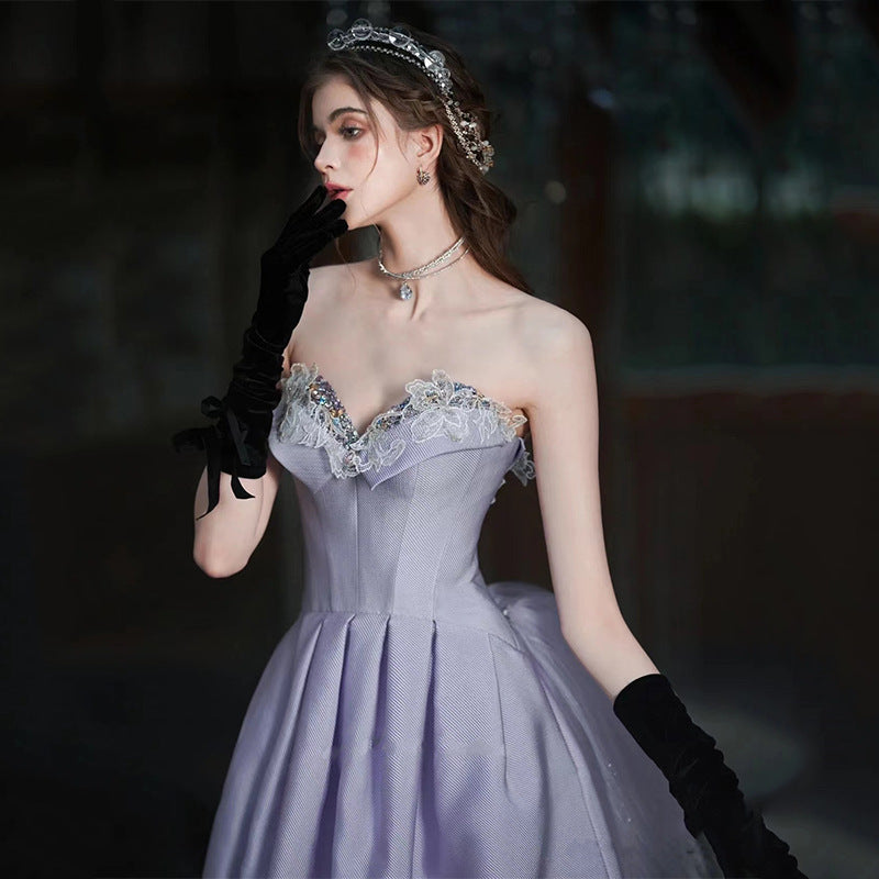 Light Purple Strapless Satin Prom Dress with Sweetheart Neckline - Formal Evening Gown for Homecoming, Quinceañera & Special Occasions - Style 715