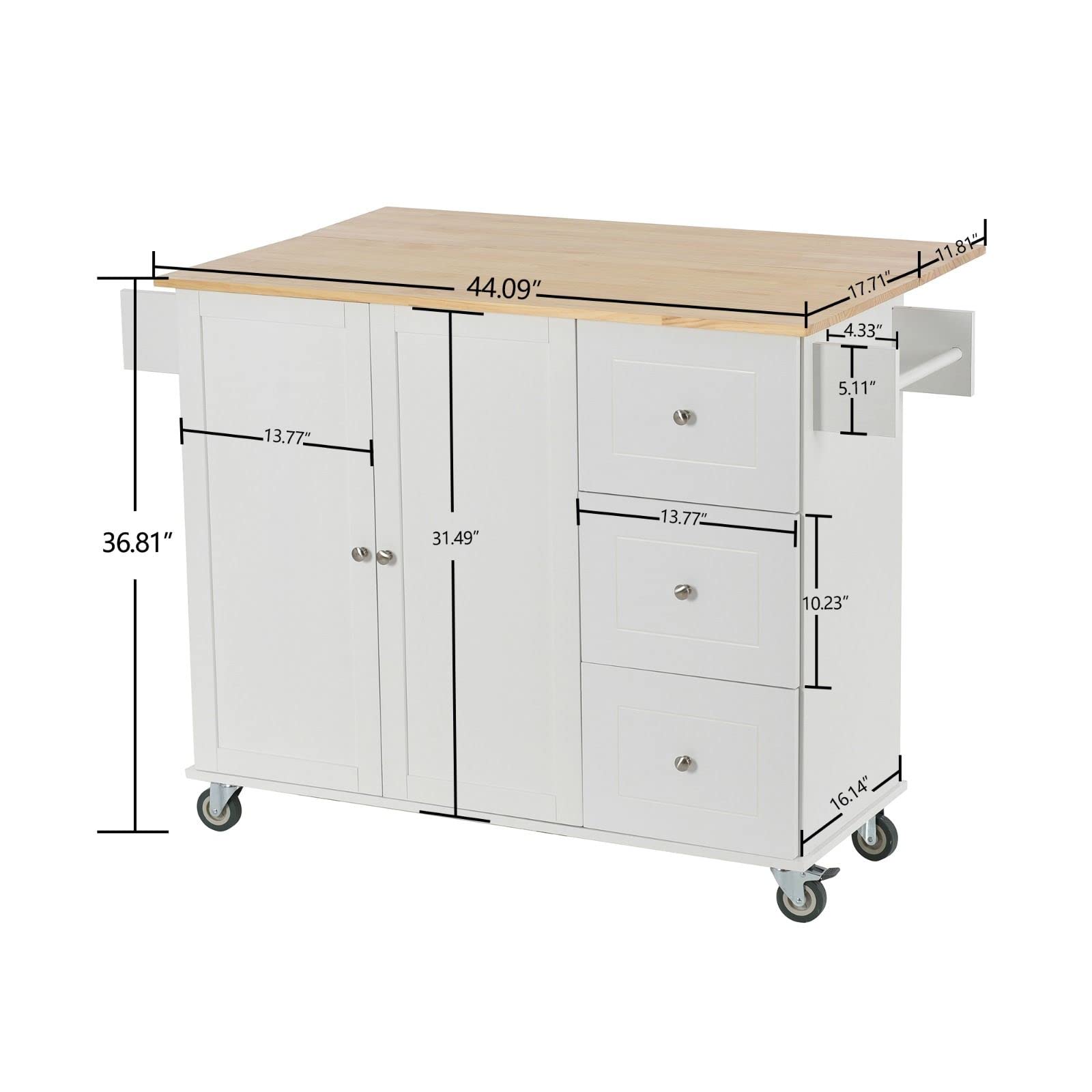 Rolling Kitchen Island with Wood Top & Storage - Perfect for Small Spaces