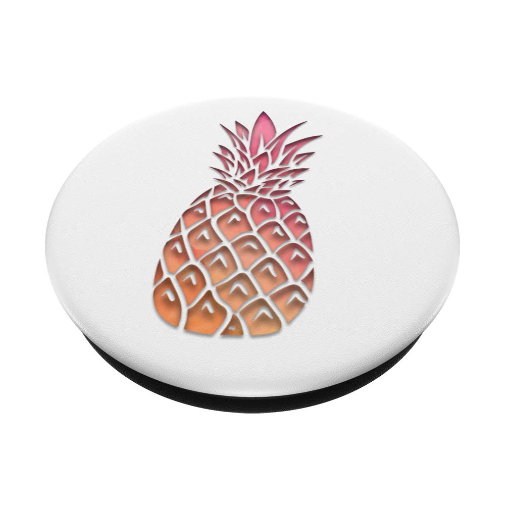 Swappable PopGrip with Pink & Orange Watercolor Pineapple Design - Perfect for Phones, Tablets & Laptops - Trendy Gift for Women & Teens