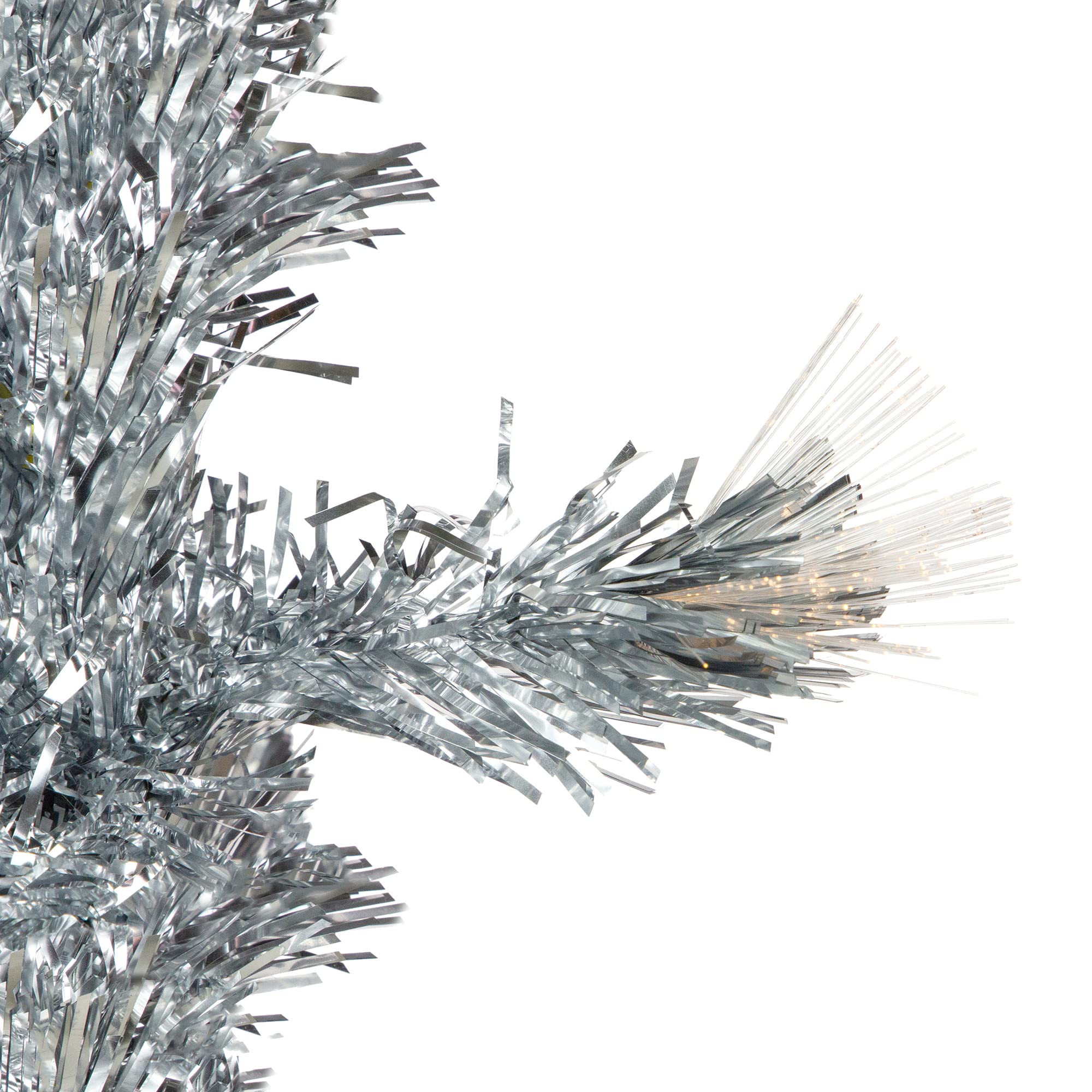 3' Pre-Lit Silver Fiber Optic Artificial Christmas Tree with Warm White LED Lights - Perfect for Home, Office, and Holiday Decorations