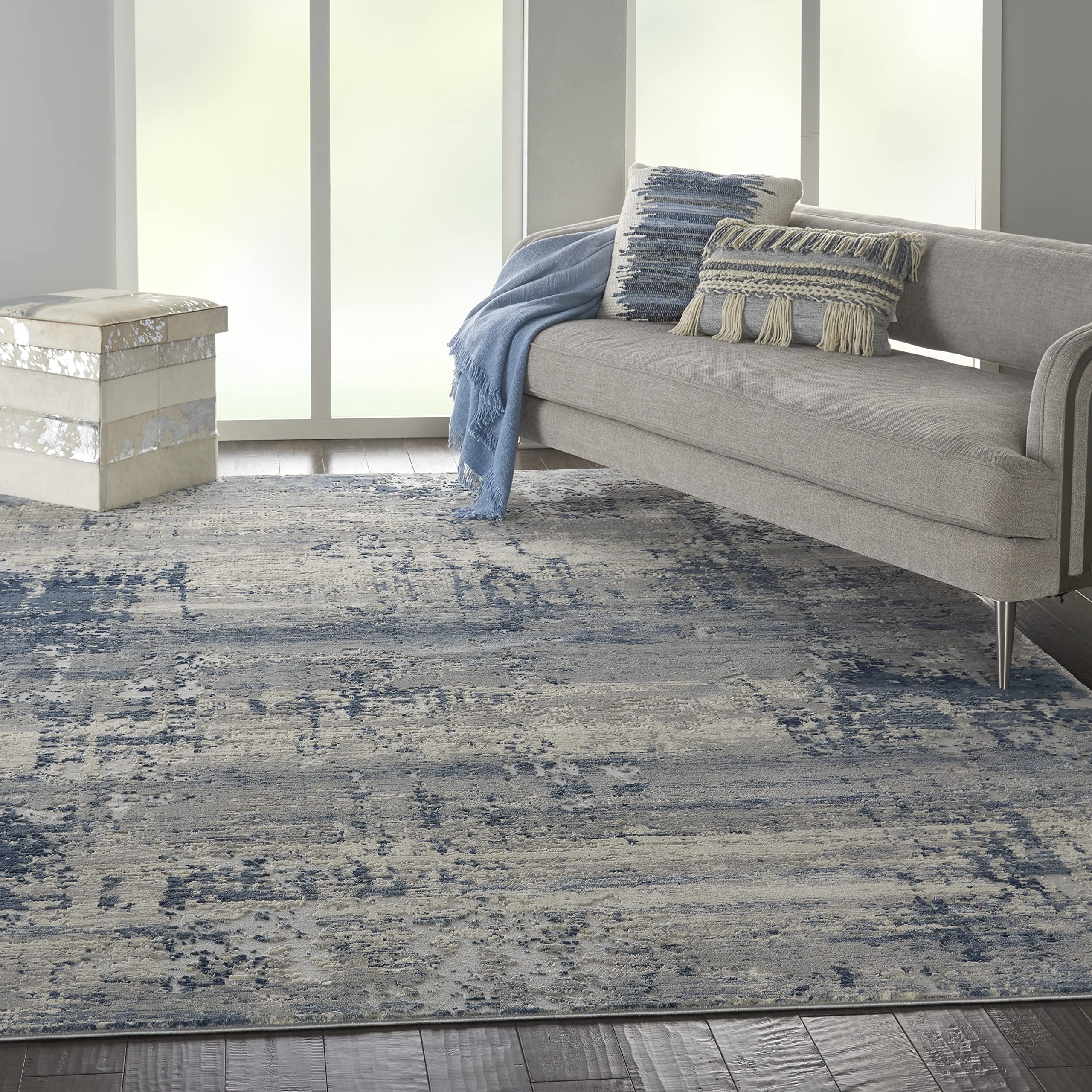 Nourison Rustic Textures Modern Artistic Ivory/Blue 7'10