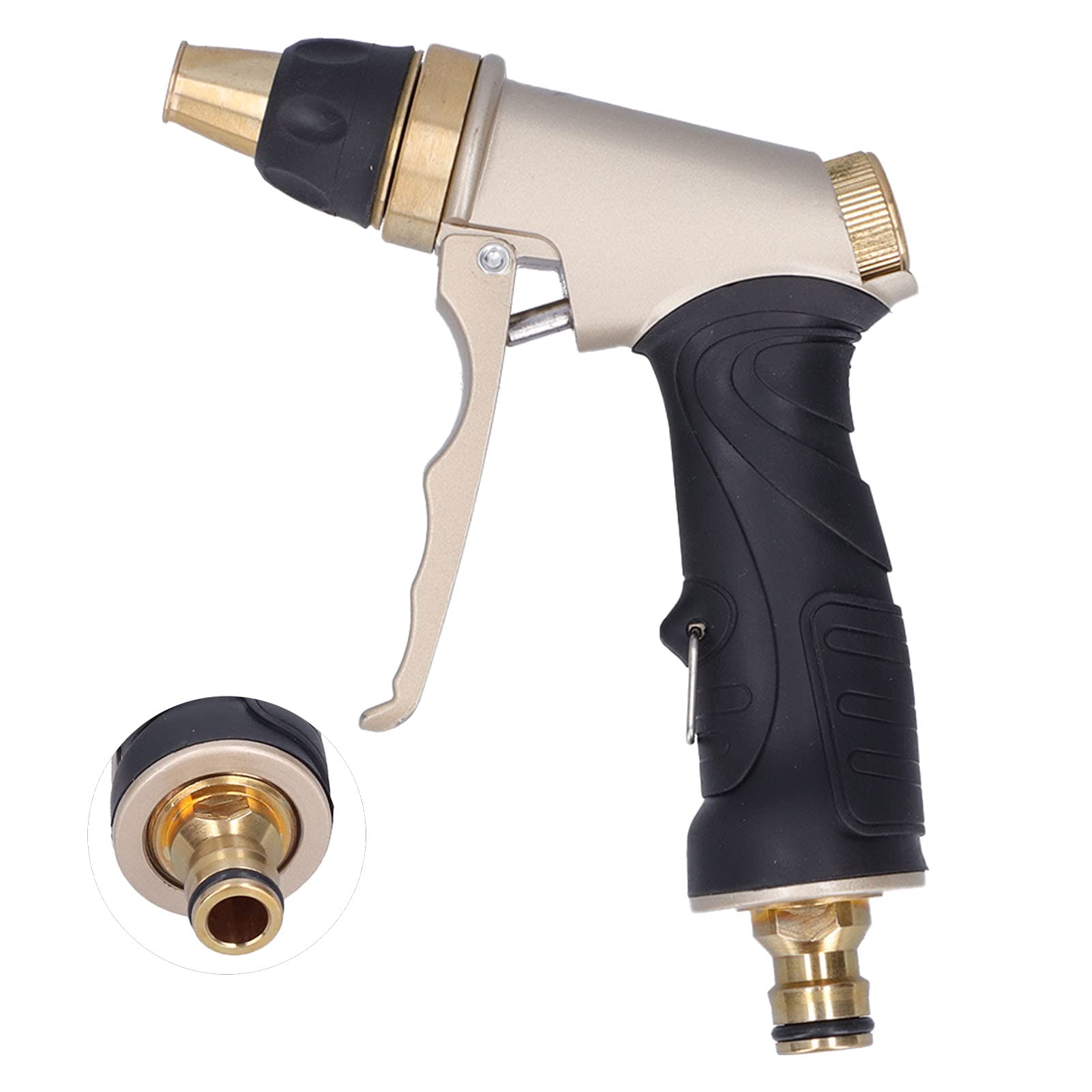 High Pressure Water Spray Gun with Full Brass Nozzle - Heavy Duty Garden Hose Nozzle for Outdoor Watering, Car Washing, Pet Bathing & Agricultural Irrigation | Perfect for Lawn Care, Vehicle Cleaning & Farm Use (Golden)