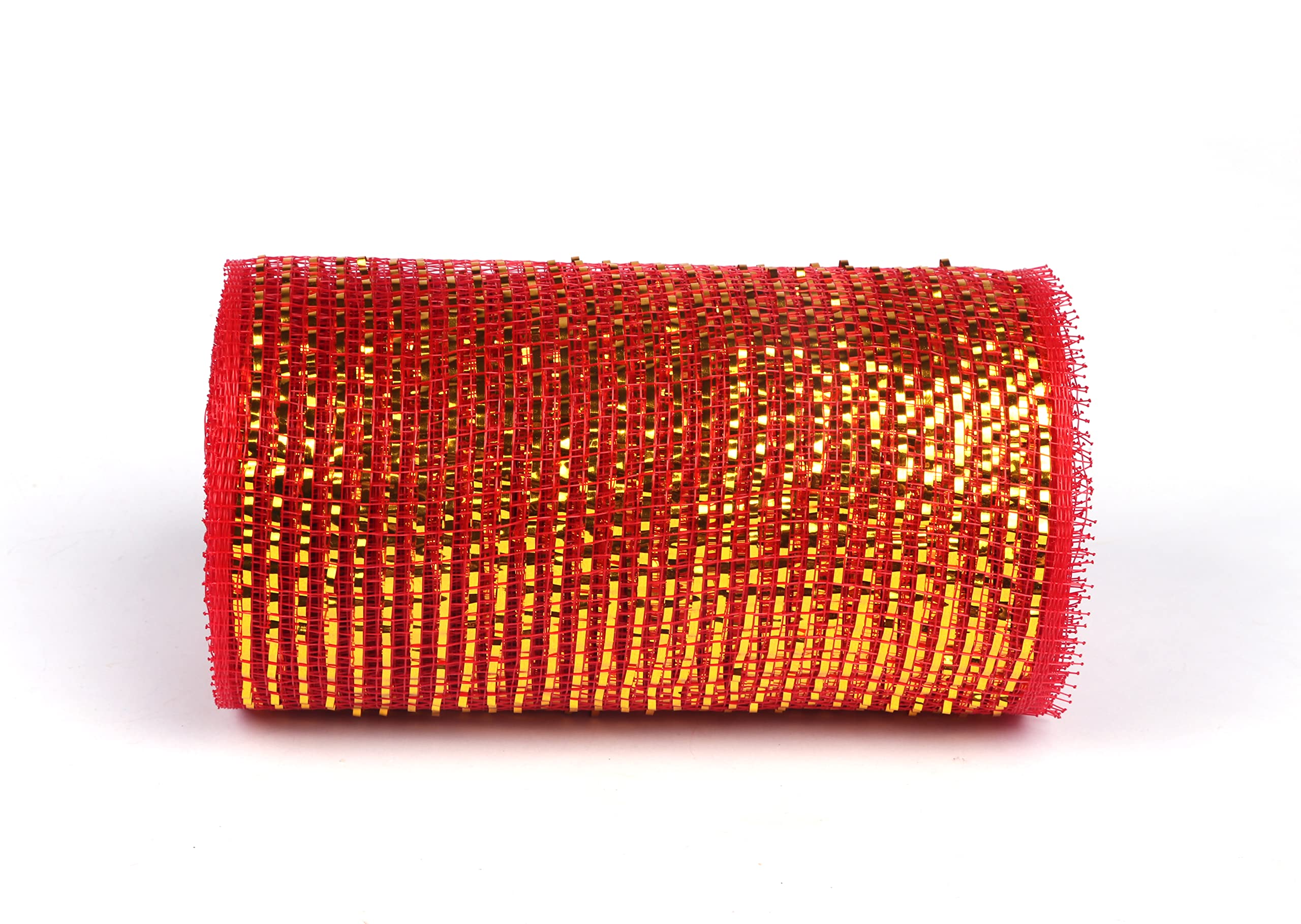 YYCRAFT 2 Pack 6 Inch Metallic Poly Mesh Ribbon Rolls - Deluxe Wide Foil Wrapping Ribbon (20 Yards Total, Red/Gold) for Gift Wrapping, Christmas Decorations, Party Supplies & DIY Crafts