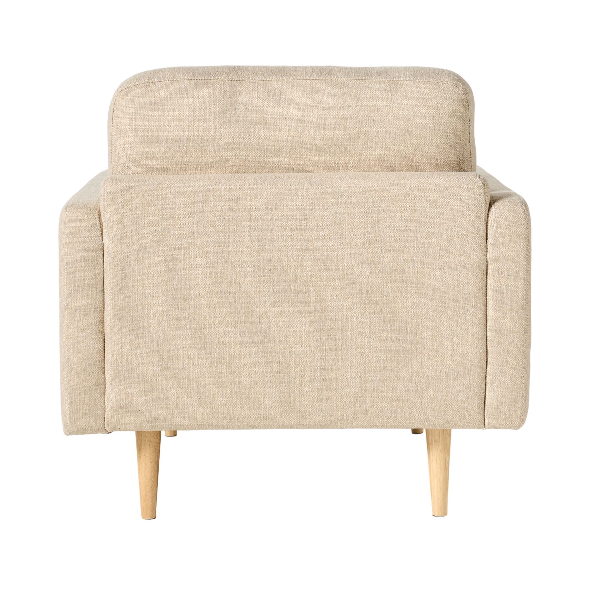 Boden Armchair Amalfi Parchment - Modern Accent Chair for Living Room, Bedroom & Office - Comfortable Upholstered Lounge Chair with Wooden Legs