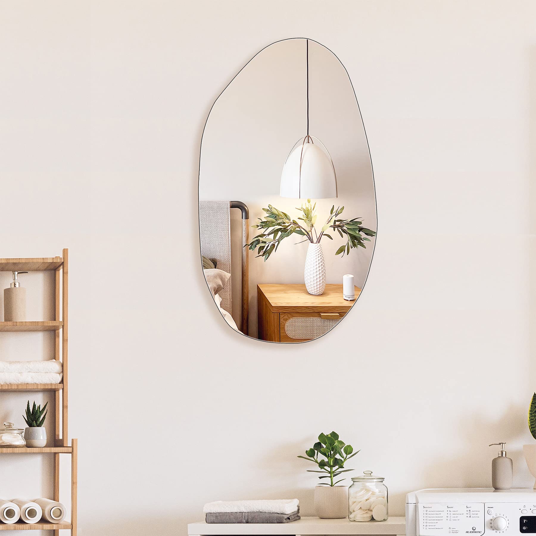 BOMINICA Modern Asymmetrical Wall Mirror - Frameless Irregular Shape Bathroom Living Room Bedroom Entryway Decor - 19.5