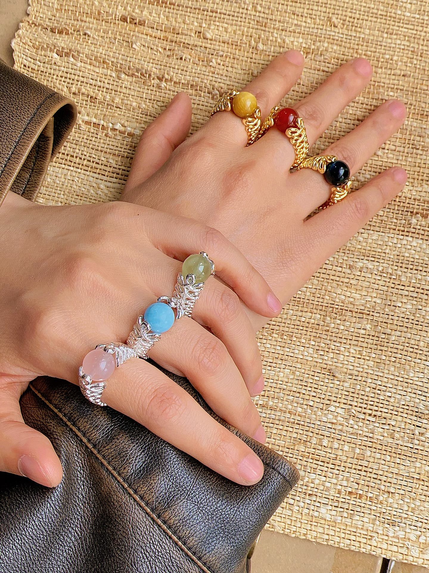 Golden Tiger's Eye Stone Ring - Natural Lace Aura Crystal Jewelry for Women - Perfect for Boho Fashion, Spiritual Healing & Everyday Wear
