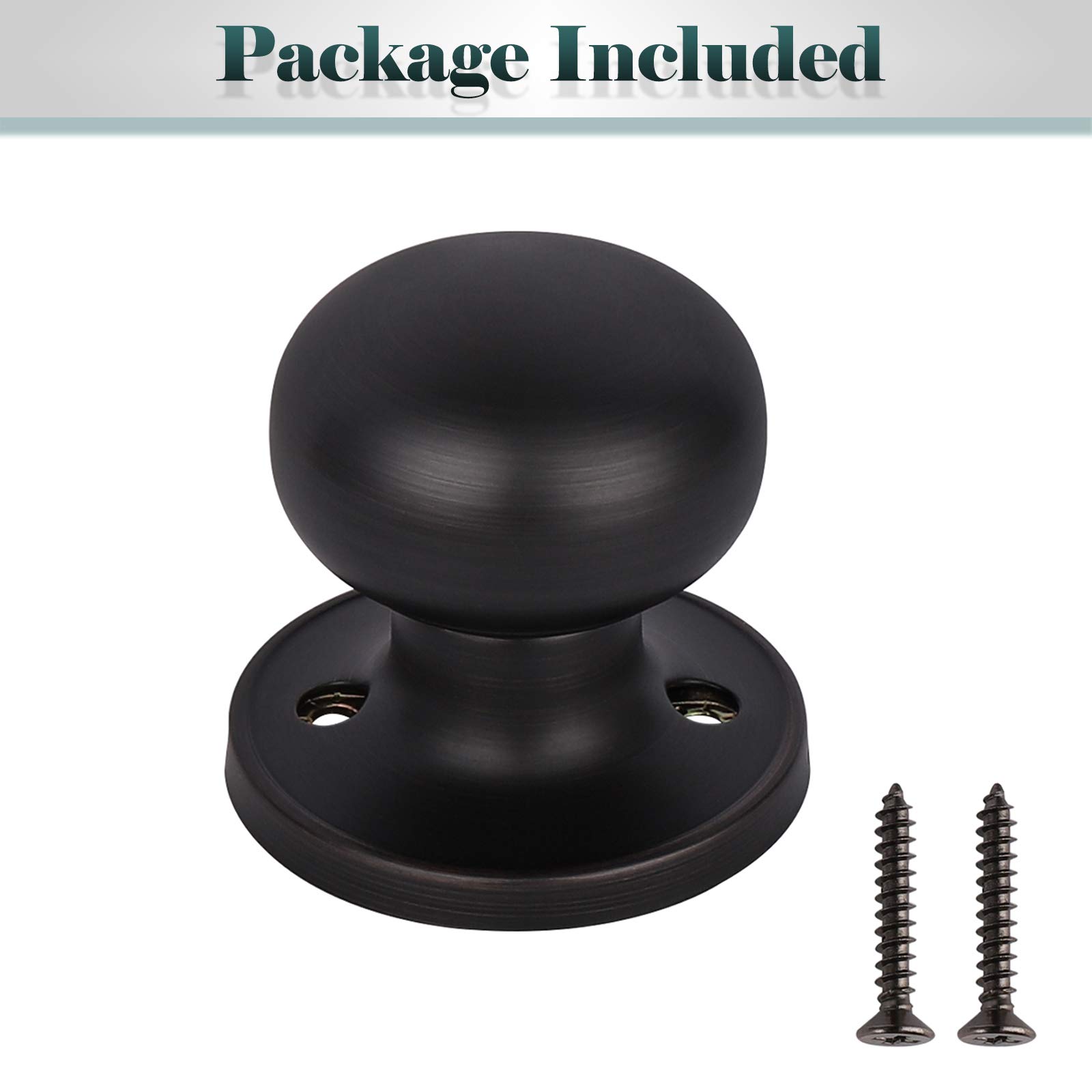 10 Pack Half Dummy Knobs for Closet Doors - Oil Rubbed Bronze Interior Door Knobs, Round Stainless Steel Closet Door Handles for Bedroom, Wardrobe & Cabinet Doors