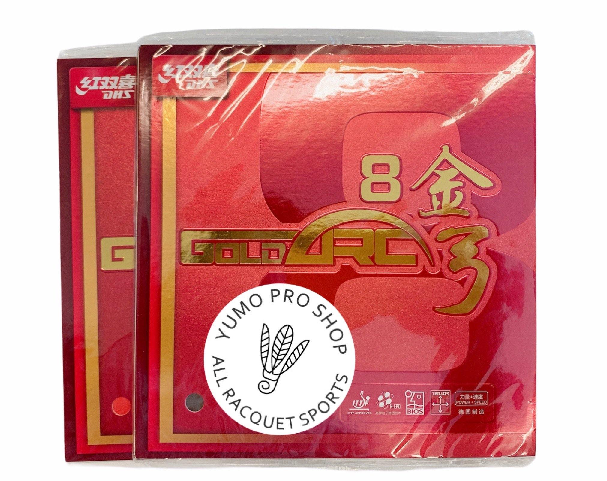 DHS Gold Arc 8 Rubber Table Tennis Racket - Pimple In Rubber for Spin and Speed - Perfect for Competitive Play and Training Sessions