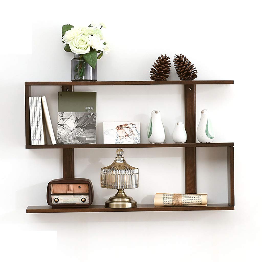Nordic Solid Wood Bookshelf - Modern Wall Hanging Bookcase with Storage Shelf for Bedroom & Living Room | Space-Saving Partition Shelf for Books & Decor (Color B) - Perfect for Small Apartments, Home Offices & Reading Nooks