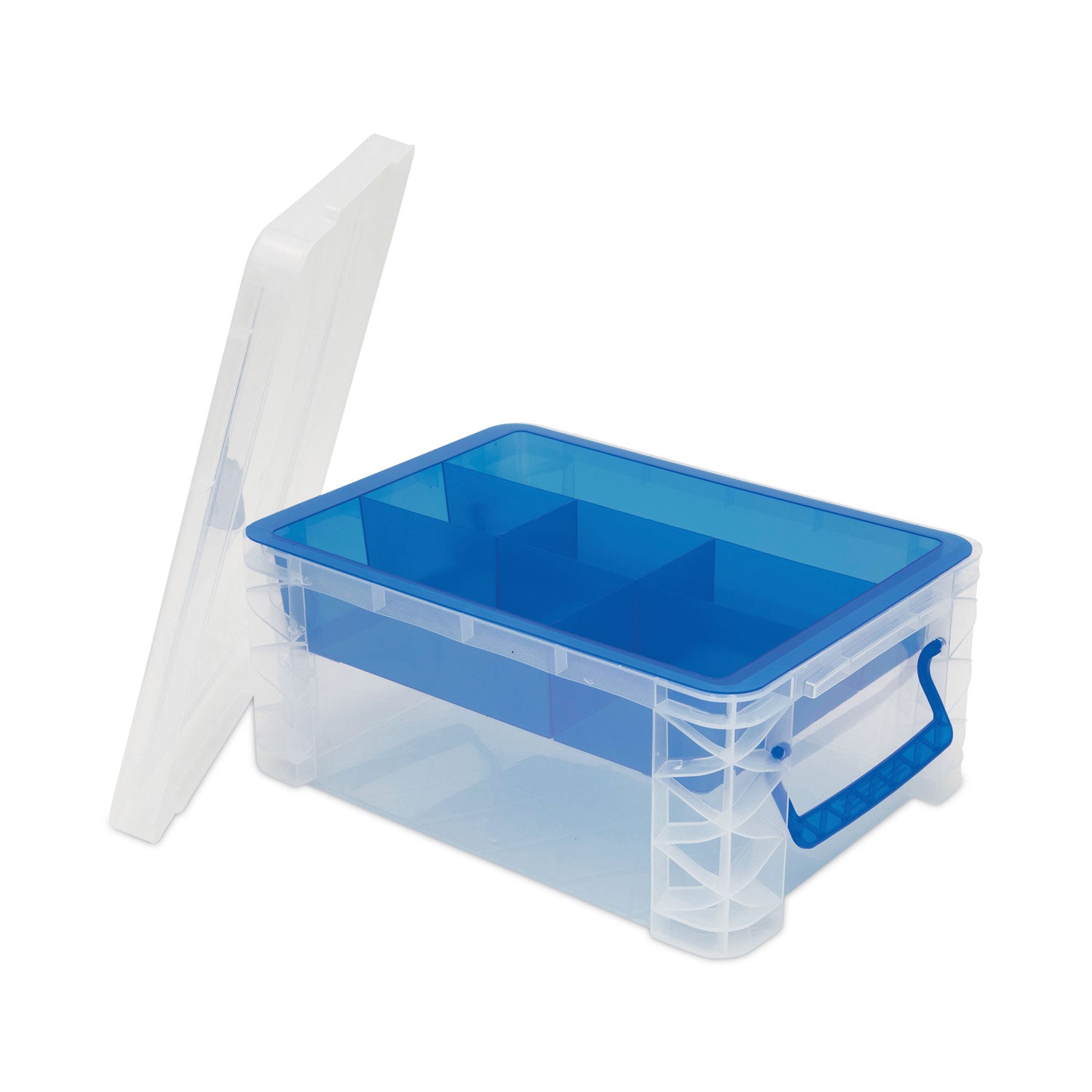 Advantus Super Stacker Divided Storage Box - 6 Compartment Organizer, 10.38