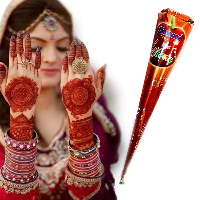 Rajni Gold Diamond Mehendi Cone - Fast Red Natural Henna for Hand Design & Temporary Tattoos (Combo Pack of 3 Boxes) | Perfect for Weddings, Festivals & Body Art