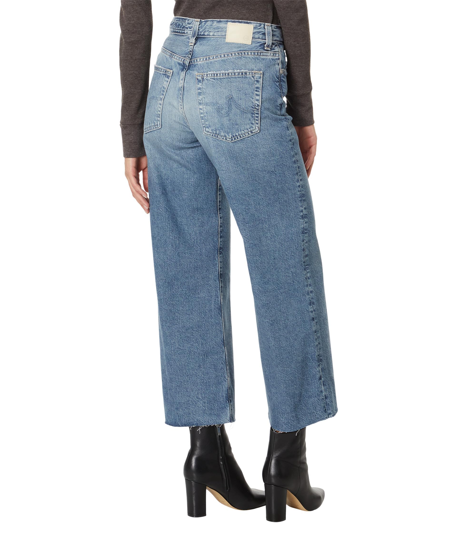 Saige High-Rise Wide Leg Crop Jeans for Women - Comfortable Stretch Denim Pants, Fashionable Rival Wash - Perfect for Casual Outings, Workwear & Street Style