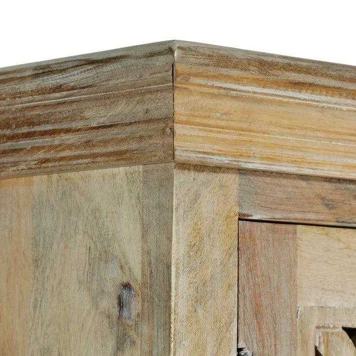 Hand Carved Wooden Sideboard - Indian Design Buffet Table for Dining Room & Living Room Storage | Solid Wood Cabinet for Home Decor & Entertaining