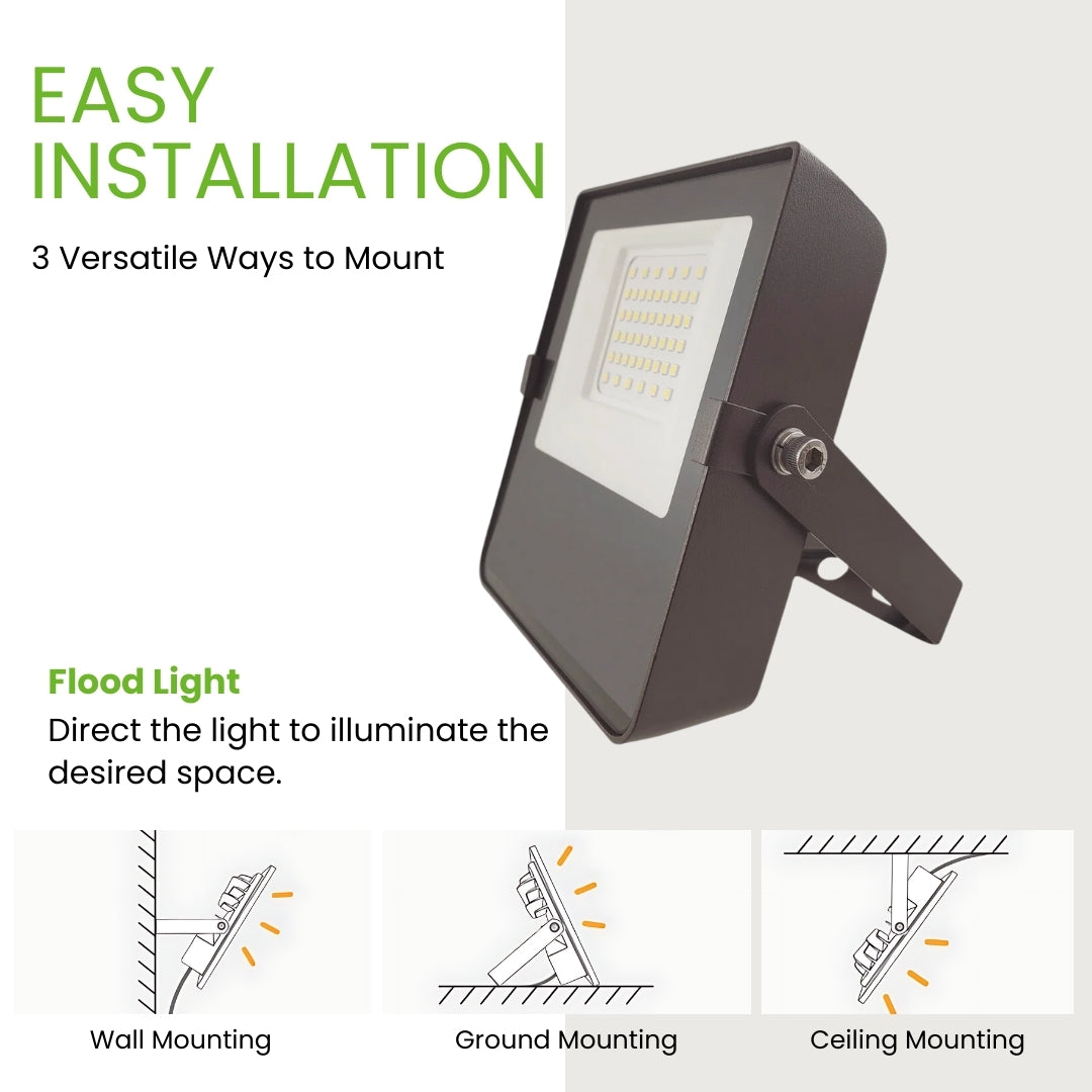 100W LED Flood Light FL3 with Tunable CCT & Photocell Sensor - UL+DLC Certified - Outdoor Security Lighting for Parking Lots, Stadiums, and Building Facades