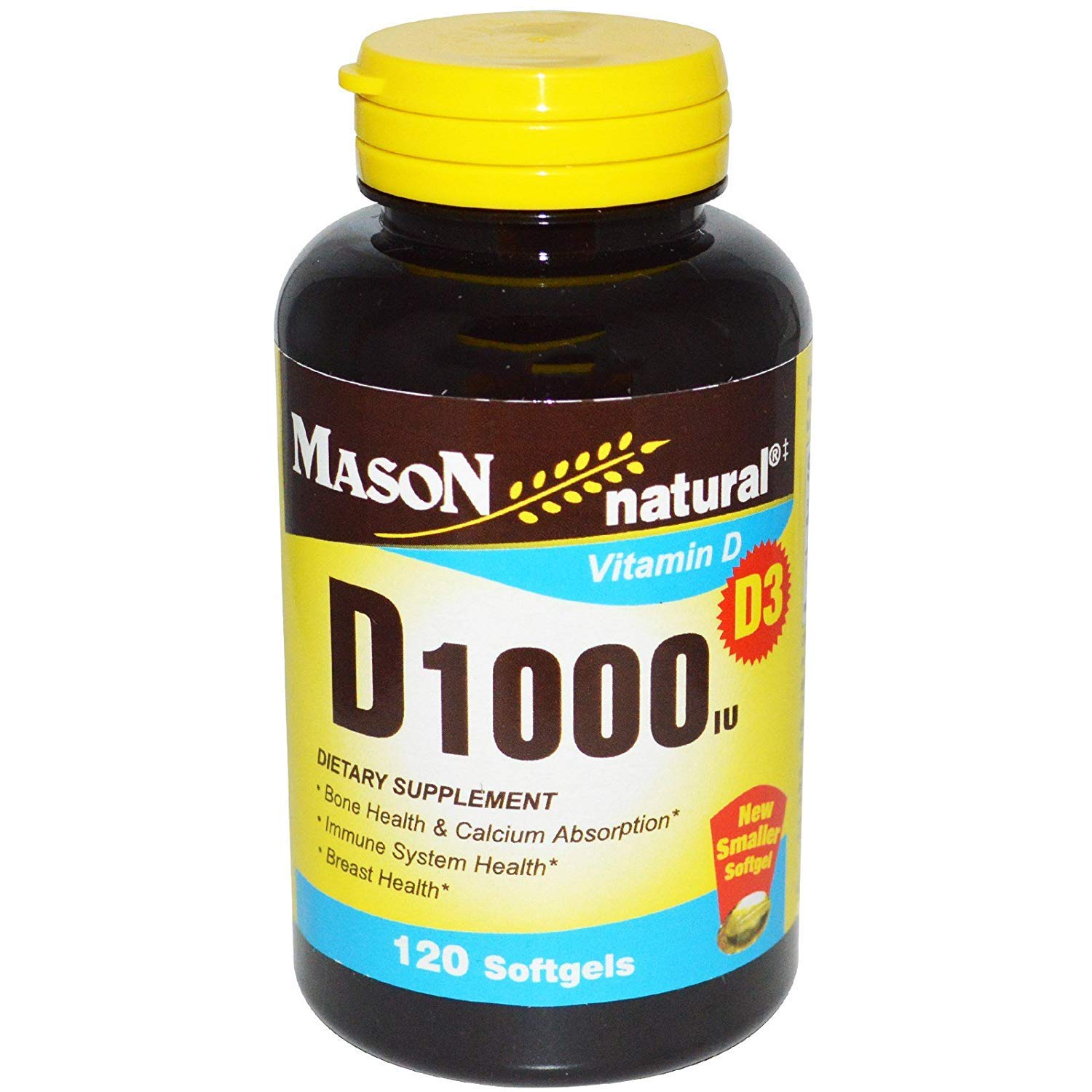 Mason Vitamins D3 Softgels 5000 IU - 60 Count for Immune Support & Bone Health - Easy to Swallow Dietary Supplement for Adults & Seniors - Supports Healthy Mood & Muscle Function