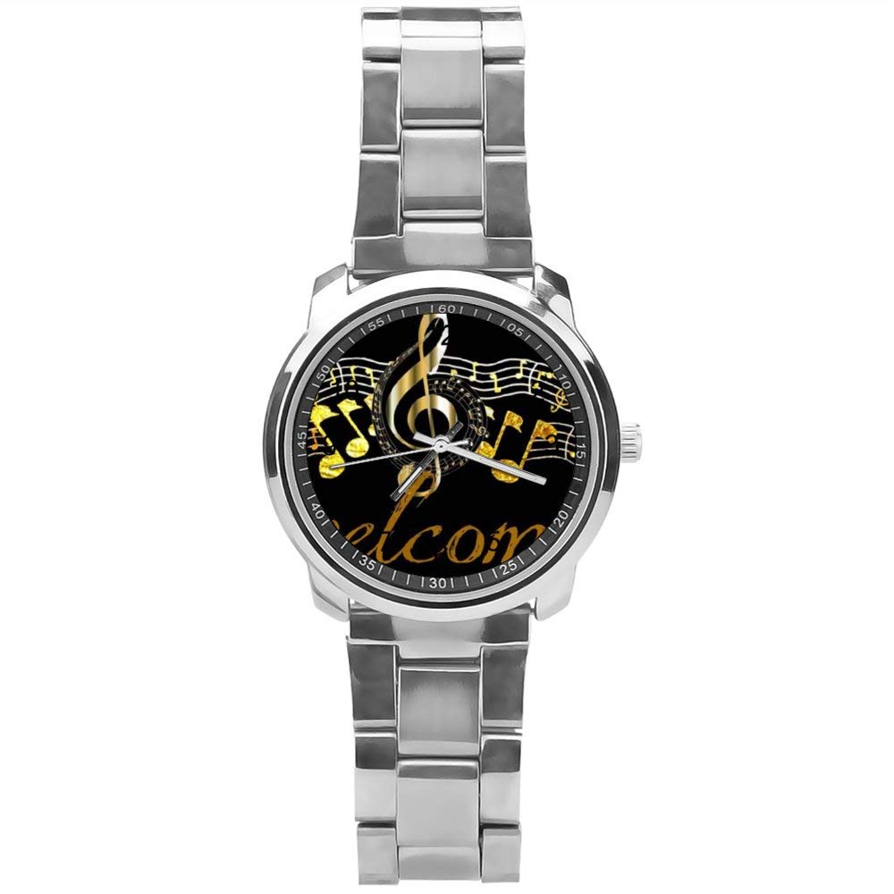 Yolocal Music Welcome Analog Wrist Watch for Boys - Stainless Steel Band - Perfect for School, Gifts & Everyday Wear