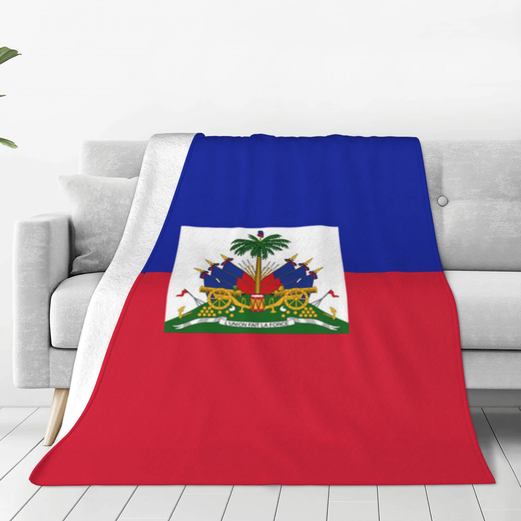 Soft Flannel Fleece Blanket - Queen/King Size Cozy Throw with Haiti Flag Design | All-Season Fuzzy Plush Blanket for Couch, Sofa & Bed | Perfect for Home Decor, Gifts & Winter Warmth
