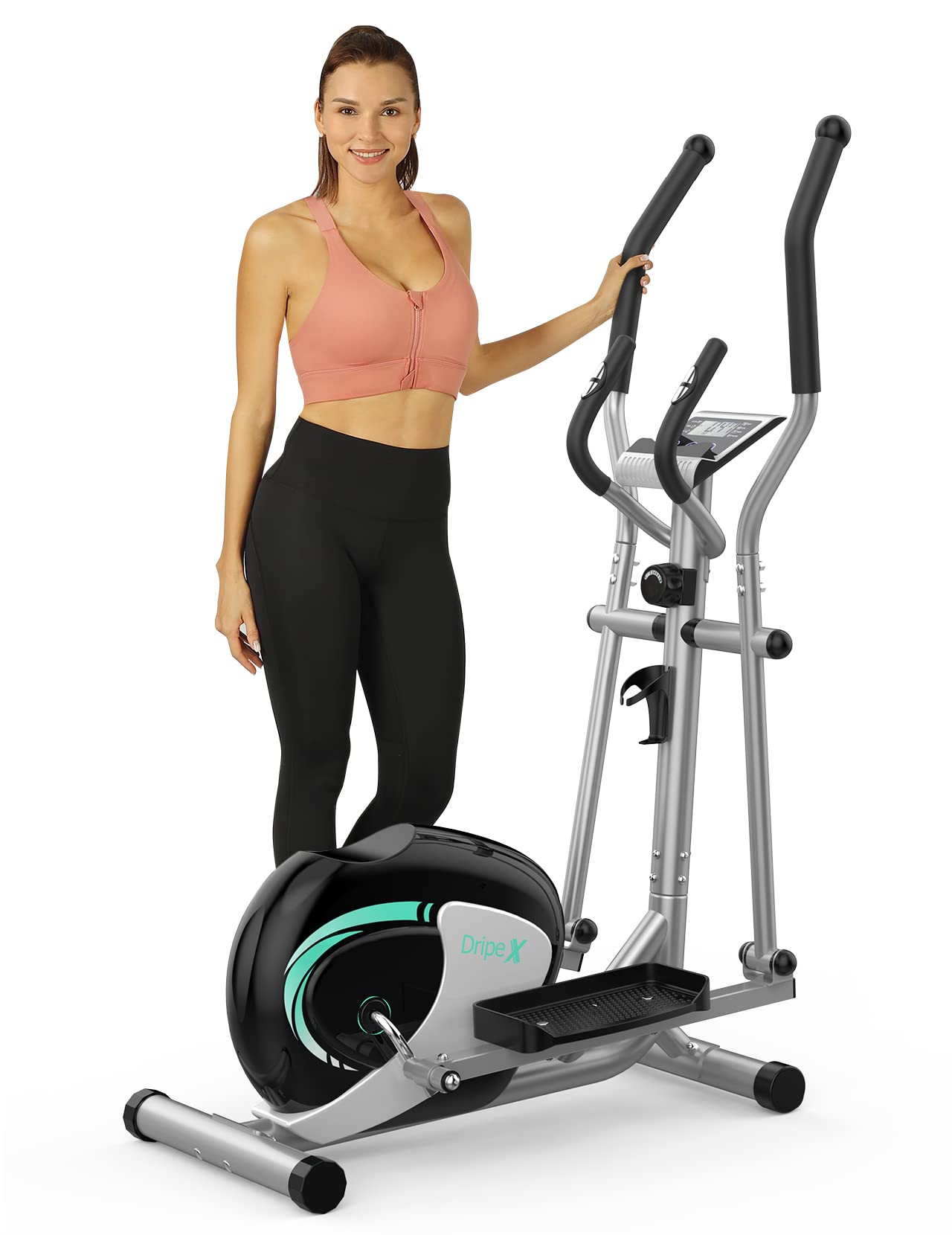 THERUN Magnetic Elliptical Trainer - Ultra-Quiet Home Gym Equipment with 8 Resistance Levels, LCD Monitor & Pulse Sensor - Perfect for Small Spaces & Apartment Workouts