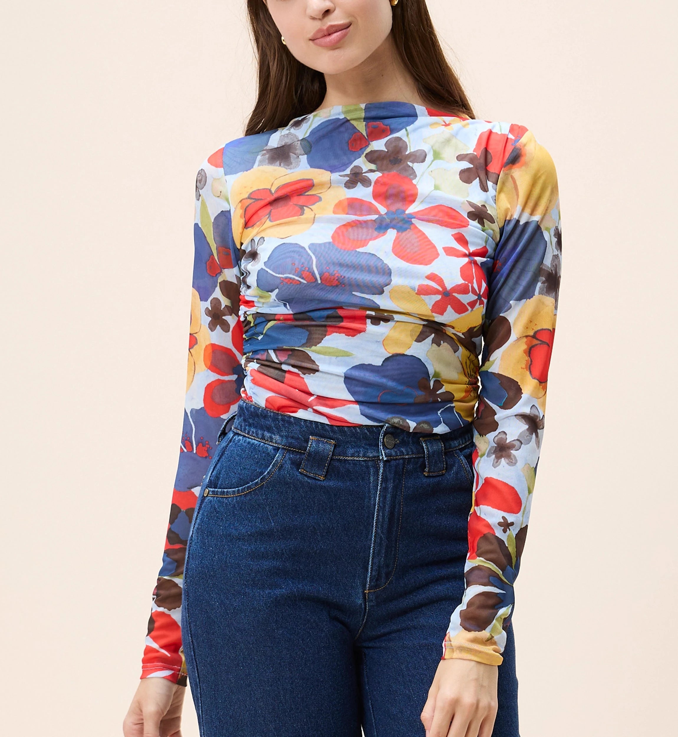 Remy Top - Soft Heather Knit Blouse with Foraged Violet Floral Print | Women's Casual Wear for Spring & Summer Outfits