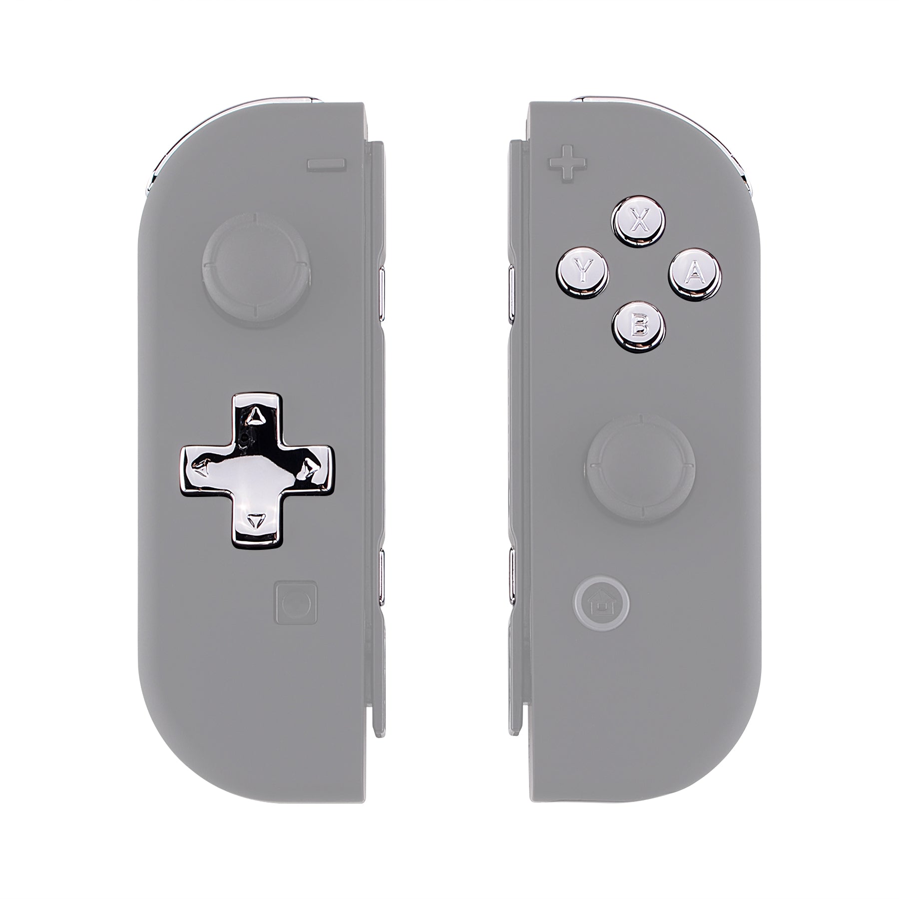 eXtremeRate Chrome Silver D-Pad ABXY Buttons & Trigger Set for Nintendo Switch Joy-Con & OLED Joy-Con - Replacement Buttons & Springs Kit (D-Pad Only Fits eXtremeRate Shell) - Perfect for Gaming, DIY Repairs & Controller Customization