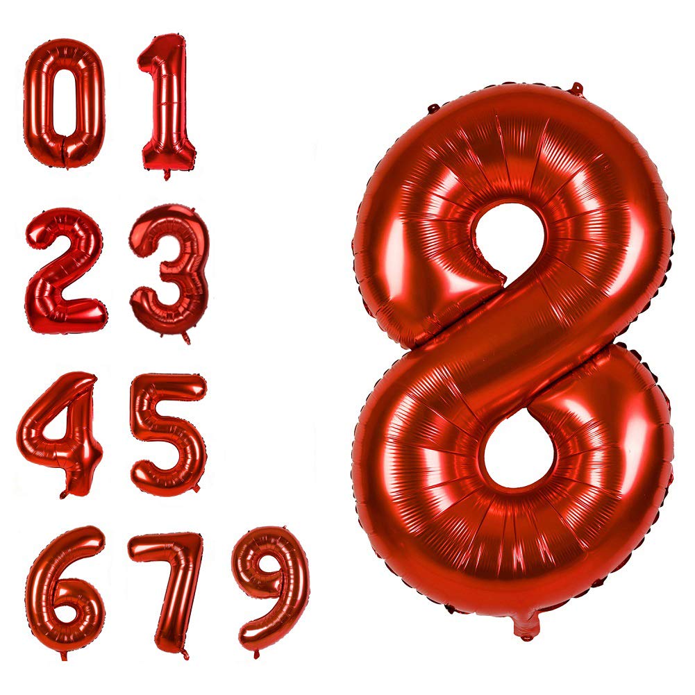 40 Inch Jumbo Red Number 8 Balloon for Birthday & Wedding Decor
