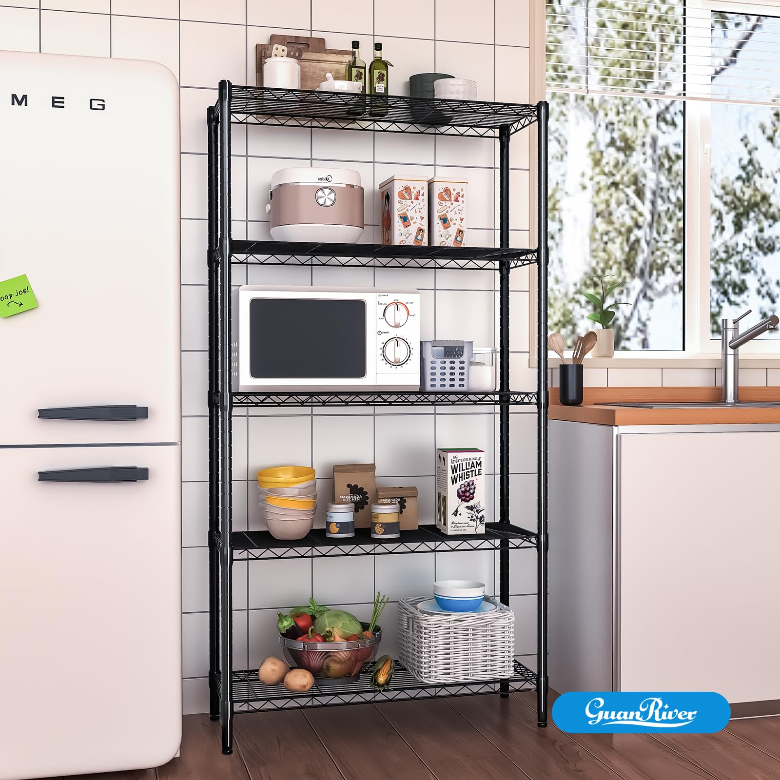 5-Shelf Adjustable Metal Wire Storage Rack - Heavy Duty Shelving Unit for Home & Office - 36