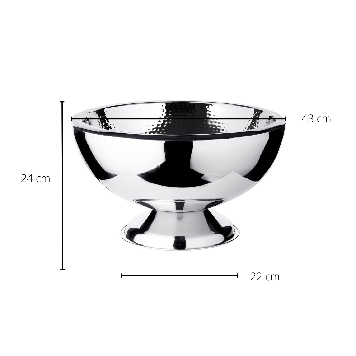 EDZARD 10.5 Liter Stainless Steel Champagne Bucket Cooler - 44cm Hole Diameter, Hammered Double Wall Insulation for Wine & Sparkling Bottles - Perfect for Weddings, Parties & Restaurant Service