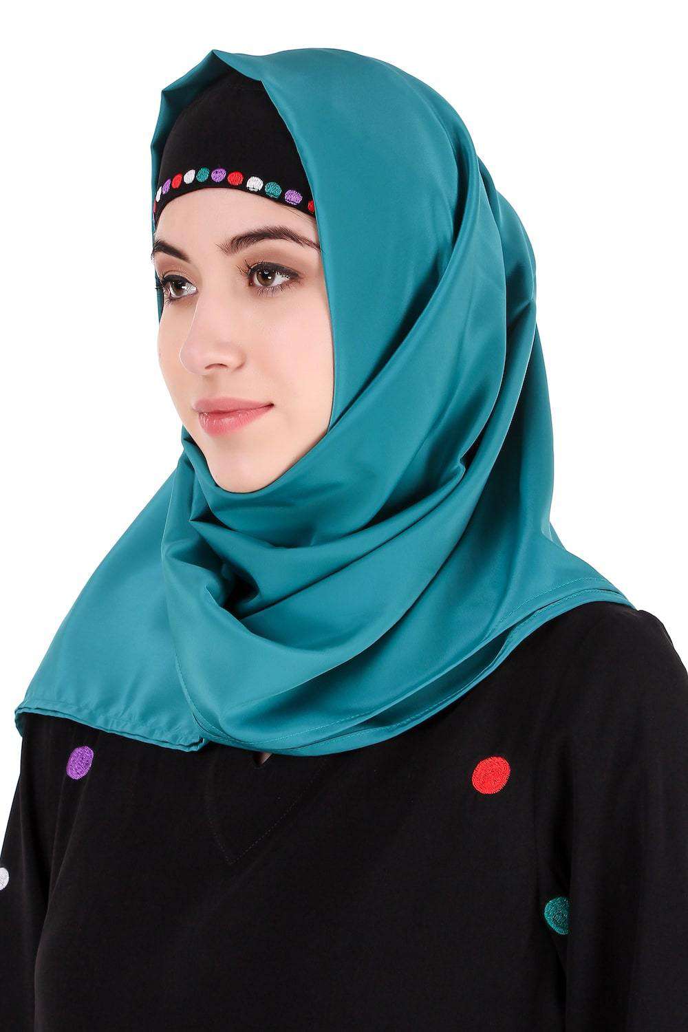 Elegant Embroidered Polka Dot Abaya Dress for Women - Modest Islamic Fashion - Perfect for Prayer, Eid, Wedding & Special Occasions