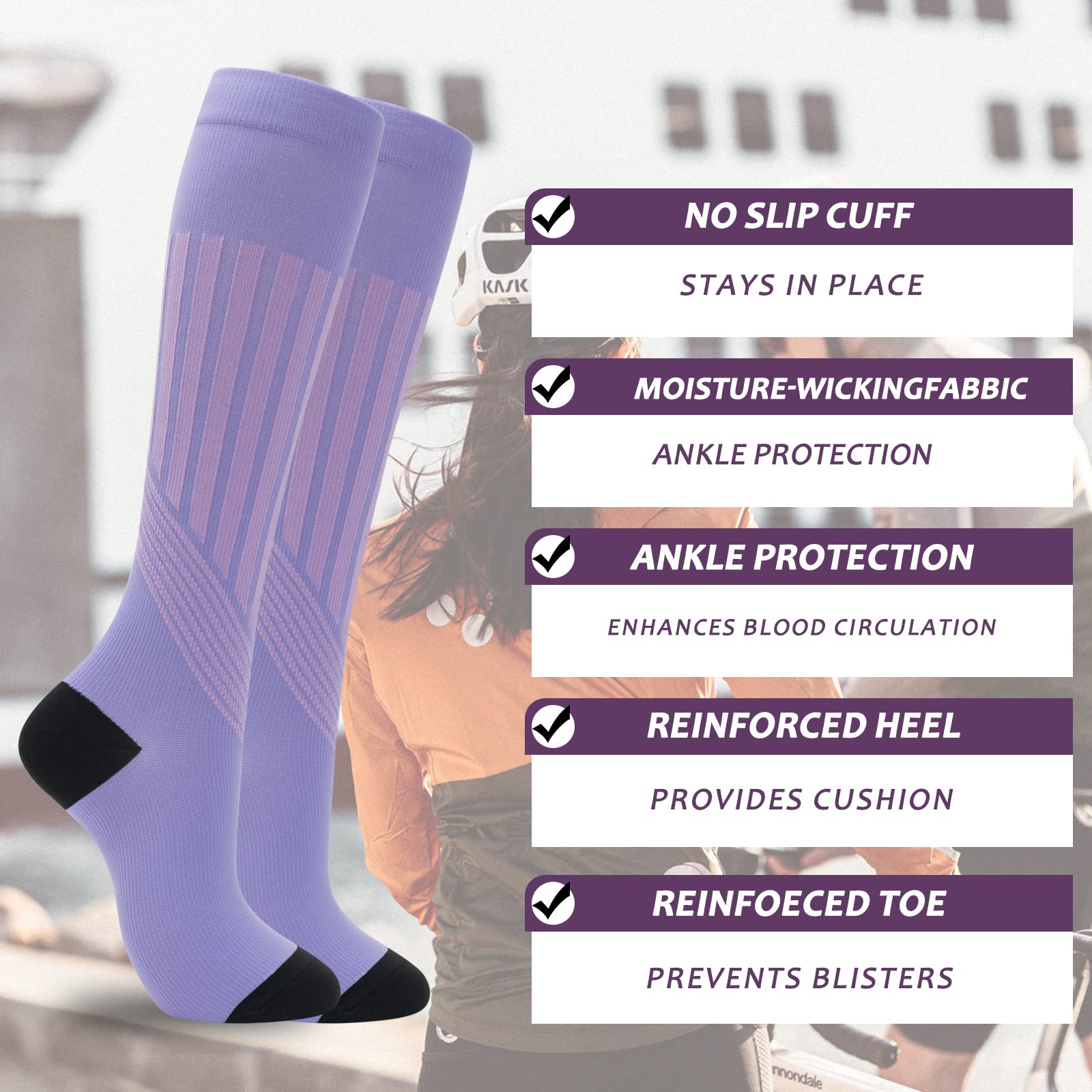 4 Pairs Compression Socks for Women & Men - Medical Grade Knee High Support Socks for Nurses, Running, Travel & Pregnancy - Cute Athletic Design for All-Day Comfort (Workout, Hospital, Flight, Daily Use)