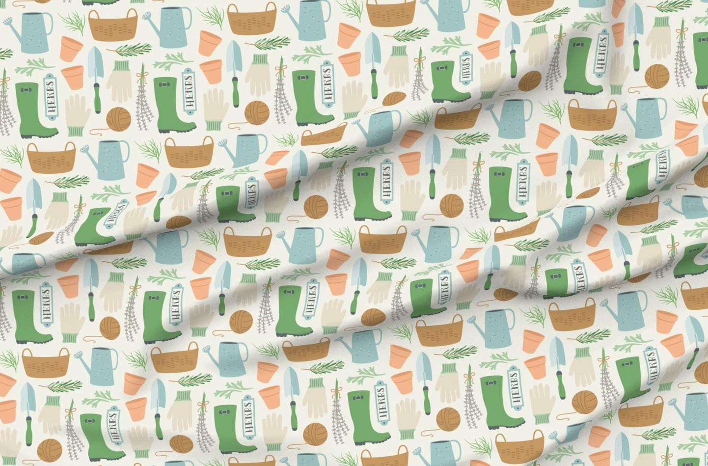 Premium Spoonflower Fabric - Garden Lavender Herb Tools Print on Soft Minky Fabric by The Yard | Perfect for Sewing Baby Blankets, Quilt Backing & Plush Projects | Nursery Decor, DIY Crafts & Home Decor