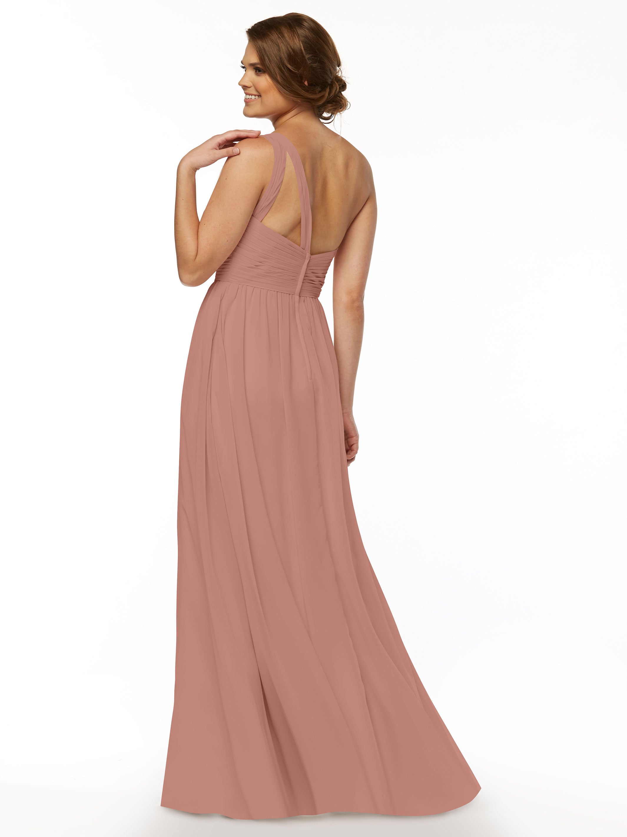 Elegant One Shoulder A-Line Chiffon Bridesmaid Dress with Ruching - Perfect for Weddings, Formal Events & Special Occasions