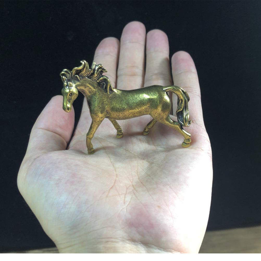 LILOVE Solid Pure Brass Horse Statue Sculpture - Handcrafted Office Desk Decor for Home & Office - Elegant Gift for Equestrian Lovers & Feng Shui Decor