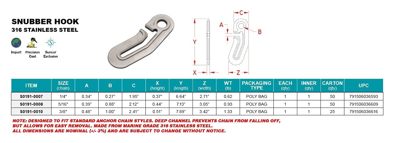 Premium Stainless Steel Anchor Snubber Hook - Heavy Duty Marine Grade 316 for Boats & Yachts - Ideal for Docking, Mooring & Secure Anchoring