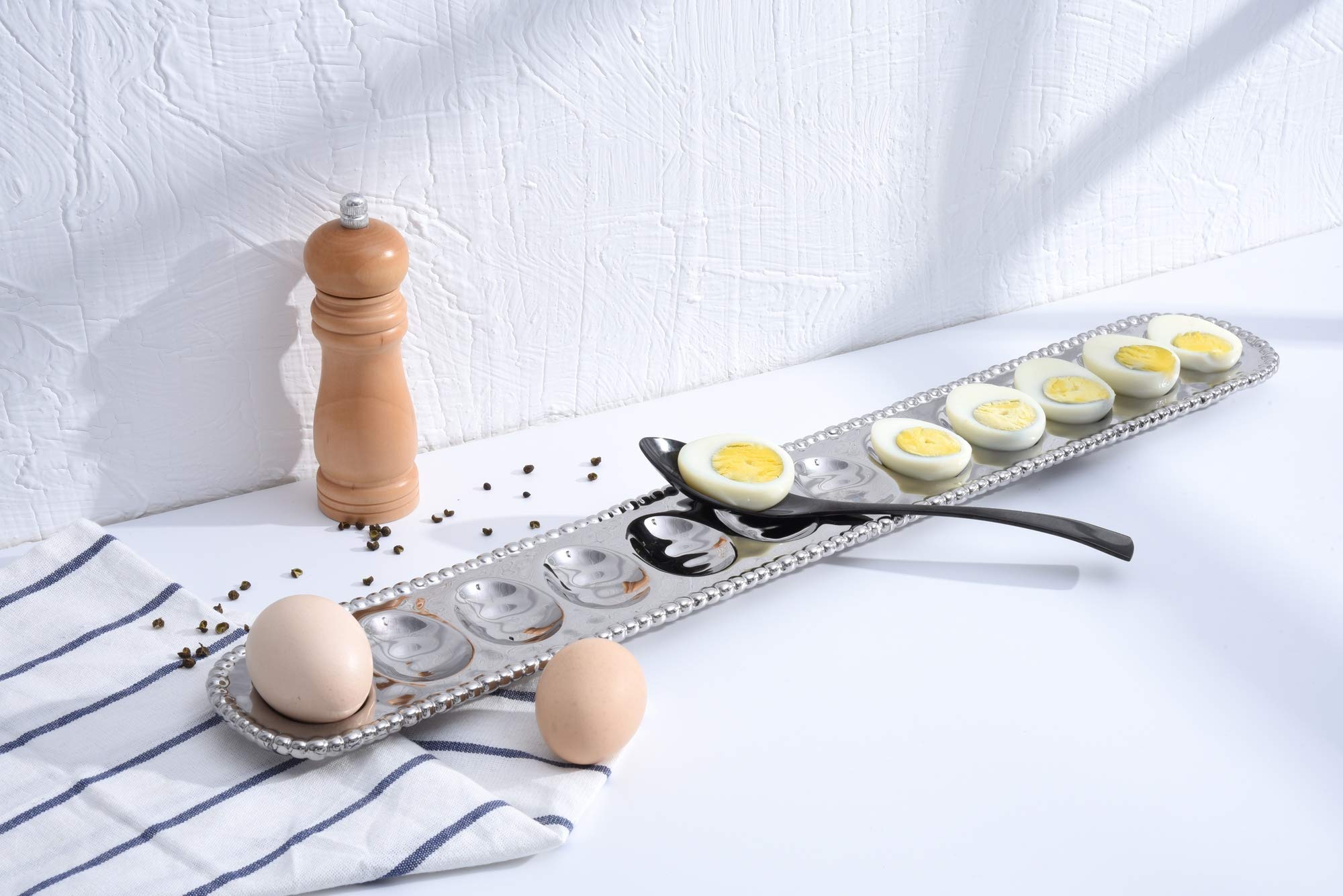 Pampa Bay Ceramic Deviled Egg Tray - Elegant Serving Platter for Parties & Holidays (CER-2535, Verona Collection) - Perfect for Easter, Picnics & Appetizer Presentation