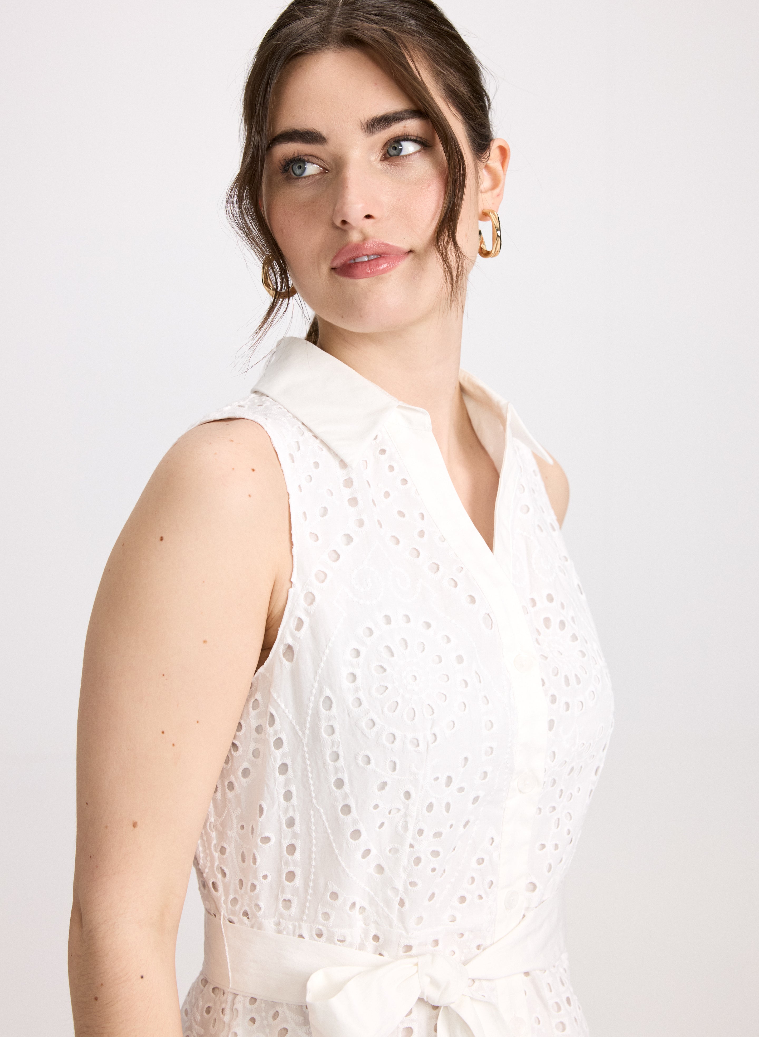 Eyelet Shirt Dress for Women - Floral Lace Trim Summer Casual Dress - Perfect for Beach, Vacation & Date Night Outfits