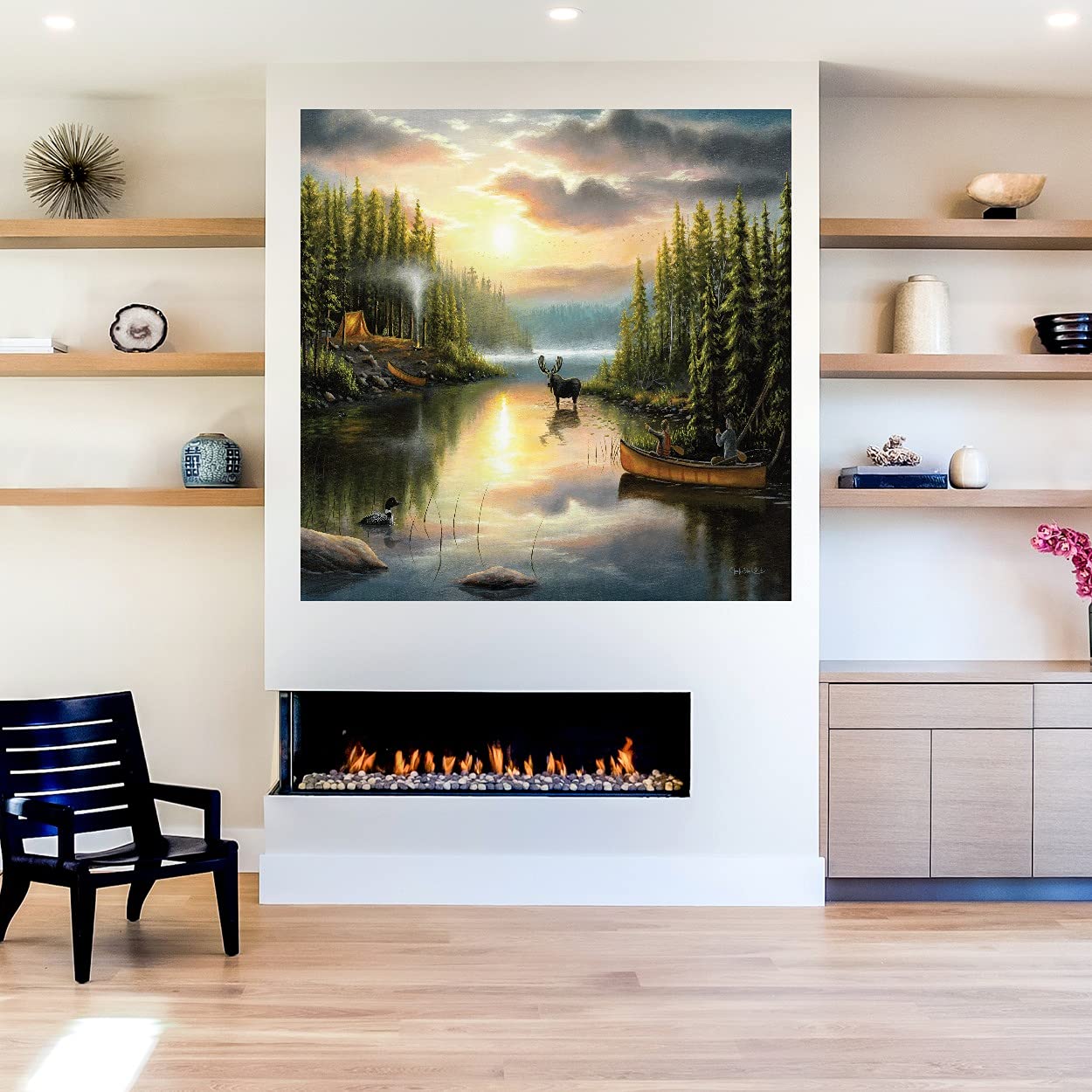 Chuck Black Fine Art Canvas - 'Memories With Dad' Wall Decor for Living Room, Bedroom & Office - 22x22 Inch Ready-to-Hang Painting - Perfect for Family Spaces, Gifts & Home Interior Design
