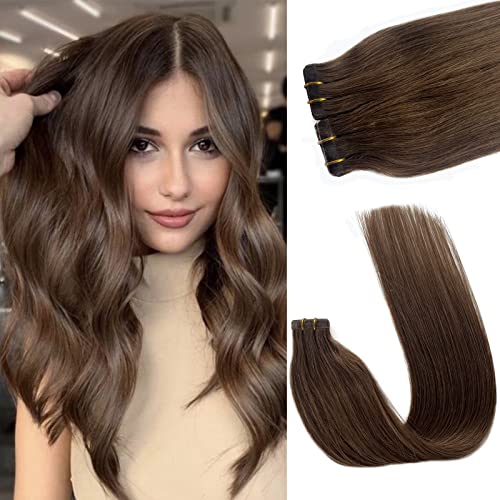 22 Inch Tape in Hair Extensions - 100% Remy Human Hair, Skin Weft Tape in Straight Thick Natural Hair (60g, 20pcs) #8 Ash Brown - Perfect for Daily Wear, Parties, Weddings & Special Occasions
