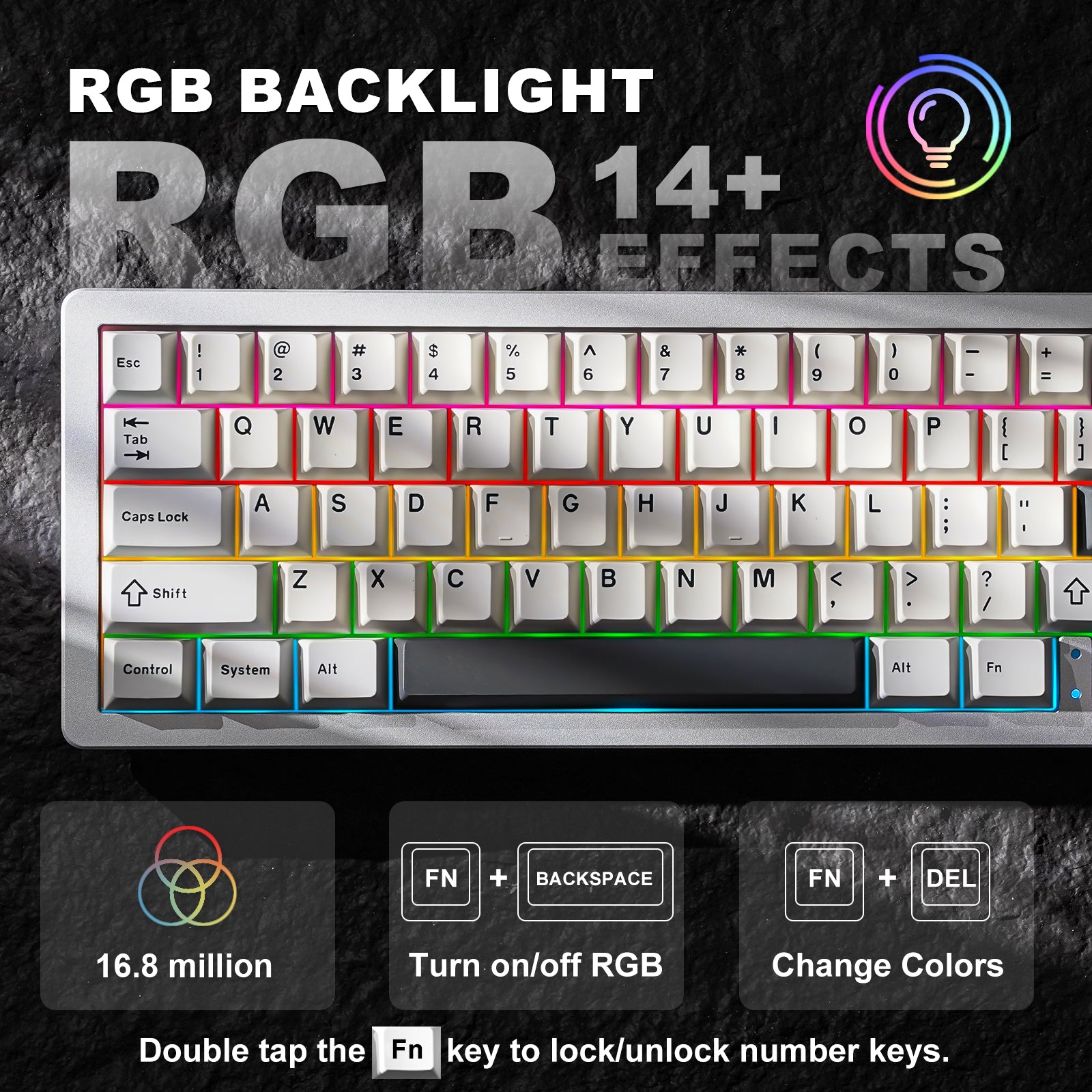 YUNZII AL66 Wireless Mechanical Keyboard - 65% Compact Layout, CNC Aluminum Frame, Bluetooth 5.1, Hot-Swappable for Gaming & Office Use