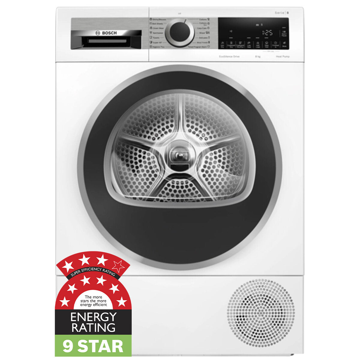 Bosch Series 8 8kg Heat Pump Dryer WQG235D8AU - Energy Efficient Laundry Solution for Homes & Apartments | Perfect for Small Spaces & Eco-Friendly Living