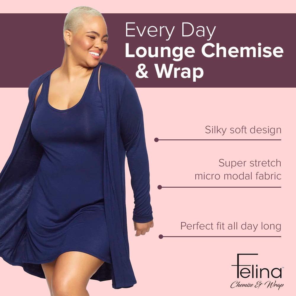 Felina Modal Tank Chemise & Wrap - Women's Soft Loungewear Set, Comfortable Pajama Sets for Women - Perfect for Home Relaxation, Spa Days & Cozy Evenings