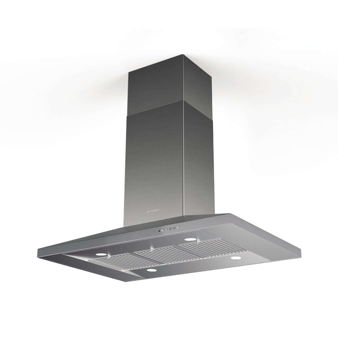 Faber Dama Isola Island Mount Range Hood - Stainless Steel Kitchen Vent Hood with Multiple Sizing Options - Perfect for Modern Open-Concept Kitchens and Cooking Areas