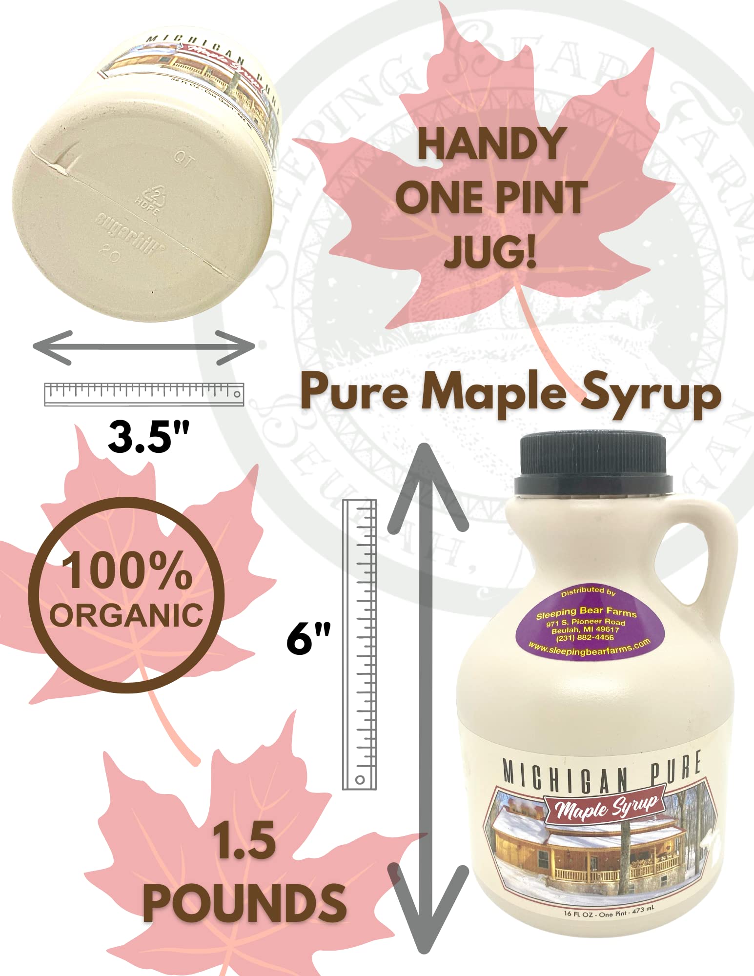 Pure Maple Syrup 16 oz (Pint) - Grade A, All Natural, No Preservatives - Case of 12 Bottles - Perfect for Pancakes, Waffles, Yogurt & Baking