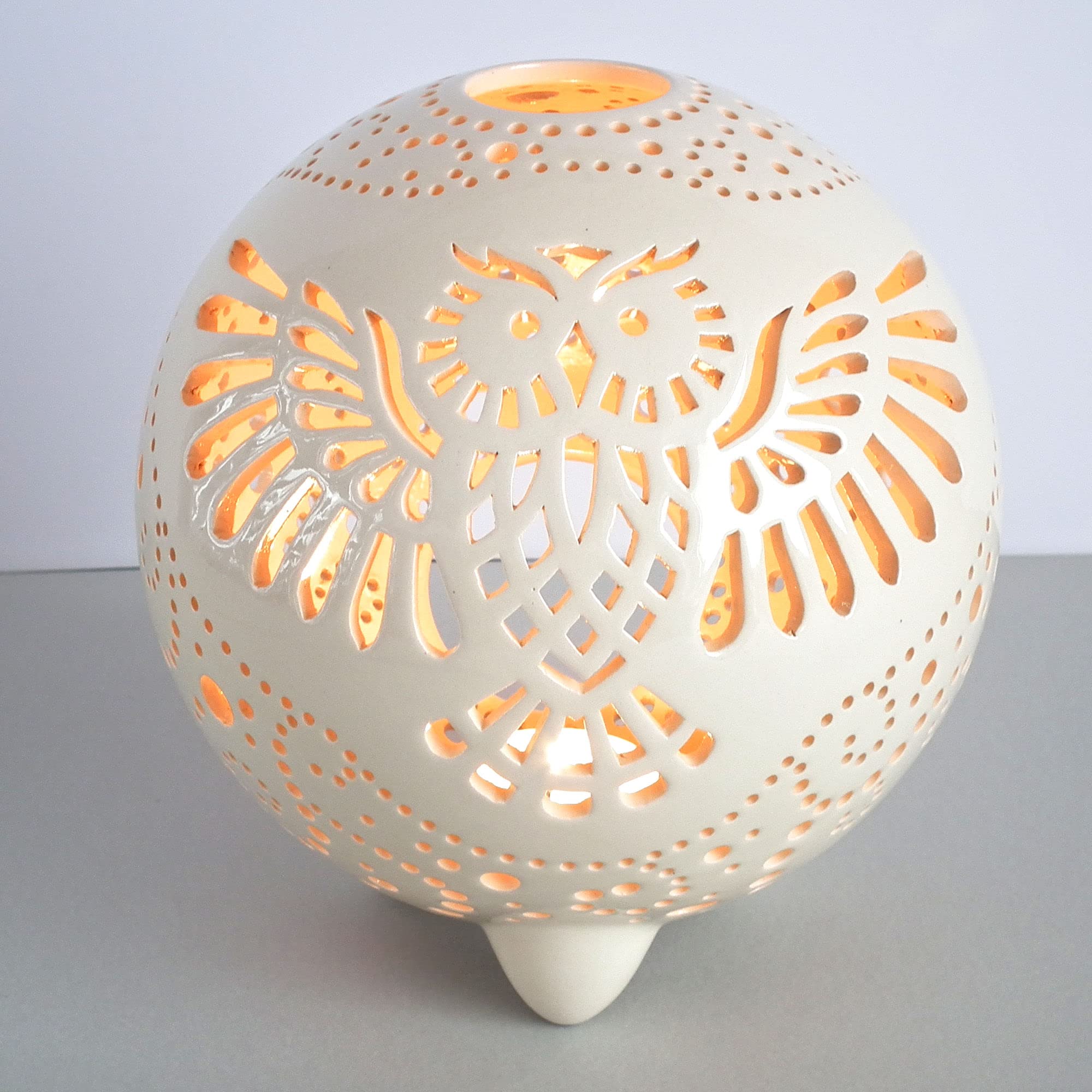 Owl Ceramic Candle Lantern - Handmade Owl Tea Light Holder for Home Decor, Bird Lover Gift - Perfect for Living Room, Bedroom, Wedding & Holiday Decorations