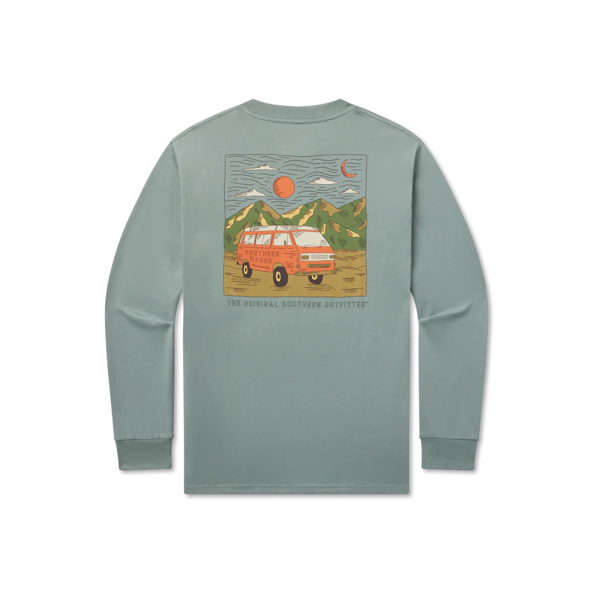 Southern Marsh Good Vibes Van Long Sleeve T-Shirt for Men | Comfortable Casual Wear for Outdoor Activities & Everyday Style