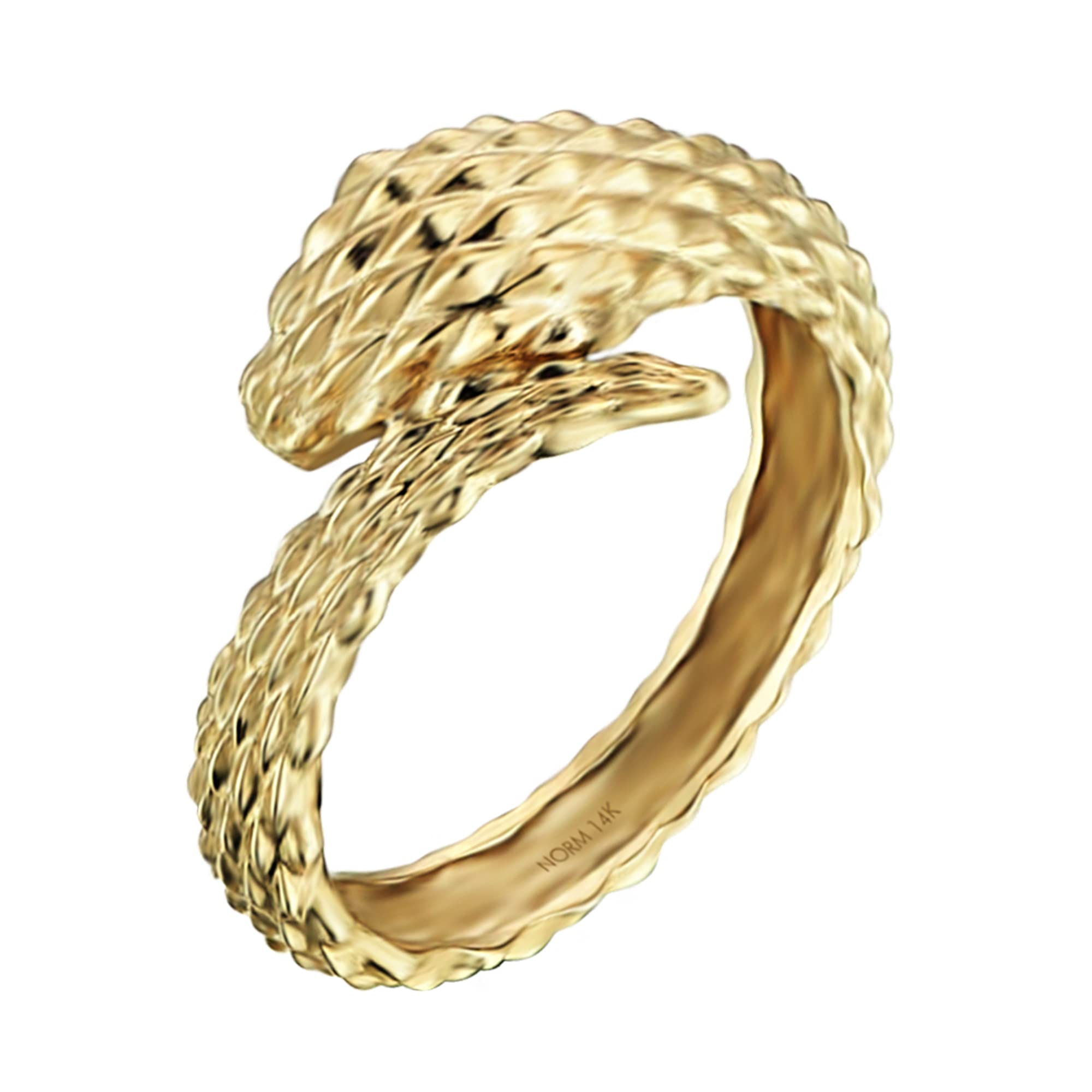 14K Solid Gold Snake Ring - Dainty Wraparound Designer Jewelry for Women, Elegant Stackable Ring for Everyday Wear, Gift for Her, Perfect for Parties & Date Nights