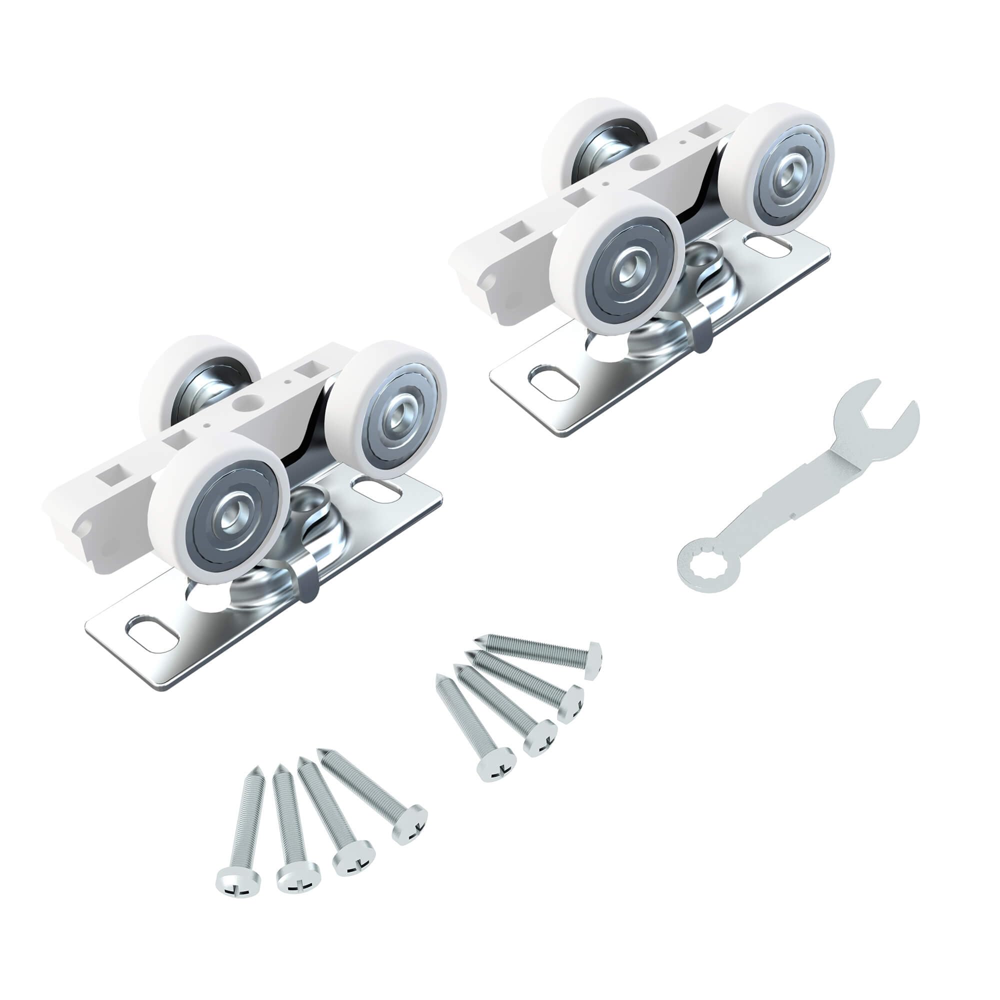 JUBEST Commercial Grade Pocket Door Rollers Assembly - Top Mounted Replacement Hangers for Smooth Sliding Doors (2 Pack) - Perfect for Home Renovation, Office Partitions & Closet Door Systems