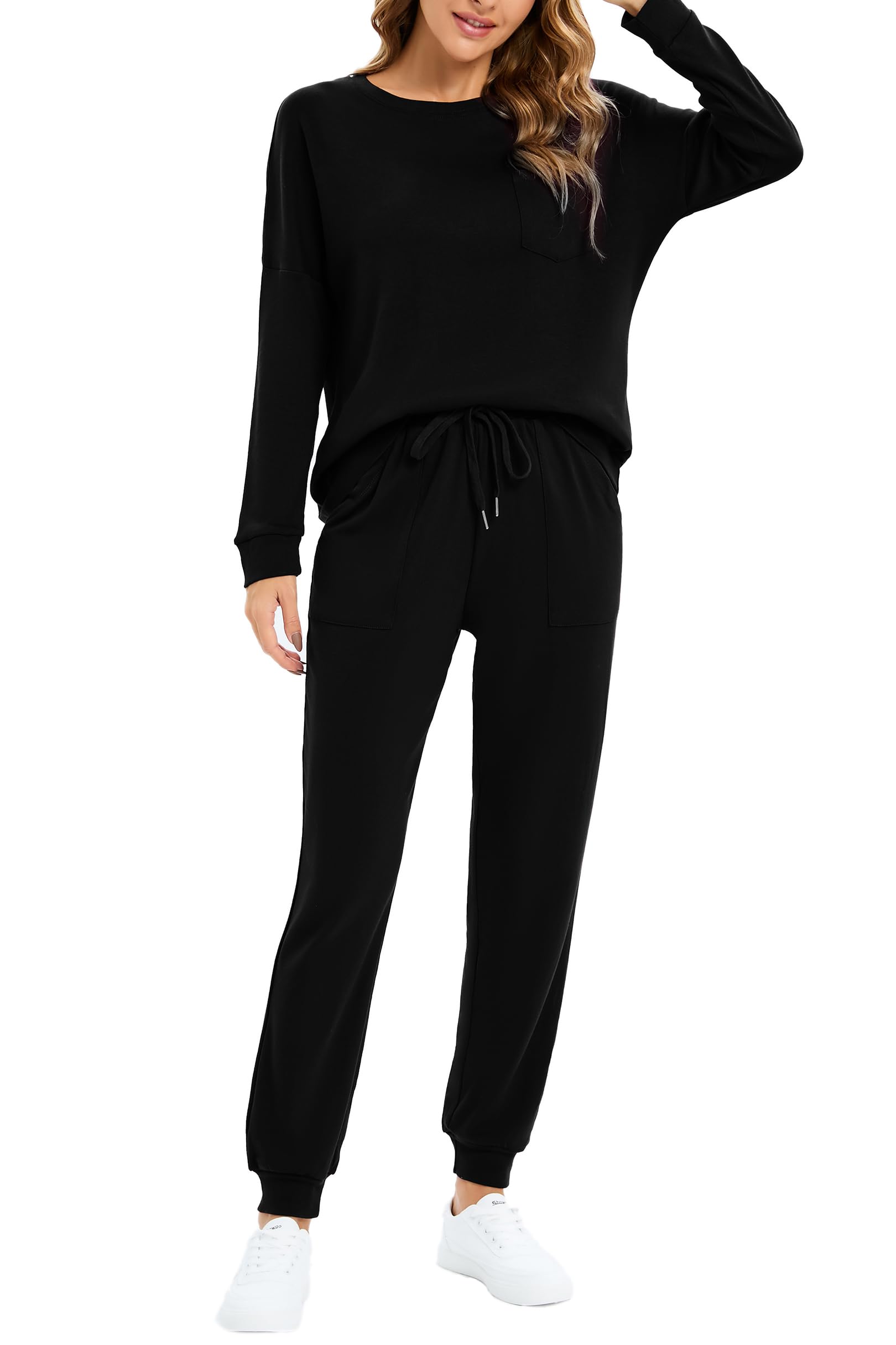 Jhsnrnr Women's Long Sleeve Pajama Set - 2 Piece Soft Sleepwear & Lounge Outfit for Nighttime Comfort | Cozy Homewear for Relaxing Evenings & Bedtime