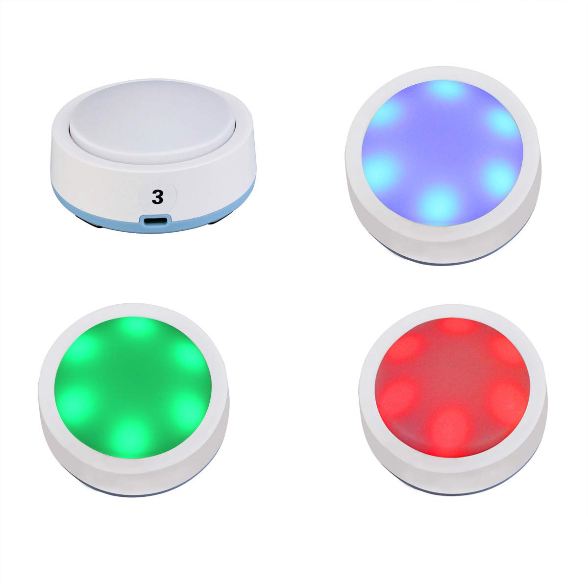 Retekess TM101 Wireless Answer Buzzers - Set of 4 with Lights & Sounds for Game Shows, Classroom Quizzes, Office Debates & Family Trivia Nights - Interactive Response Buttons for Adults & Kids