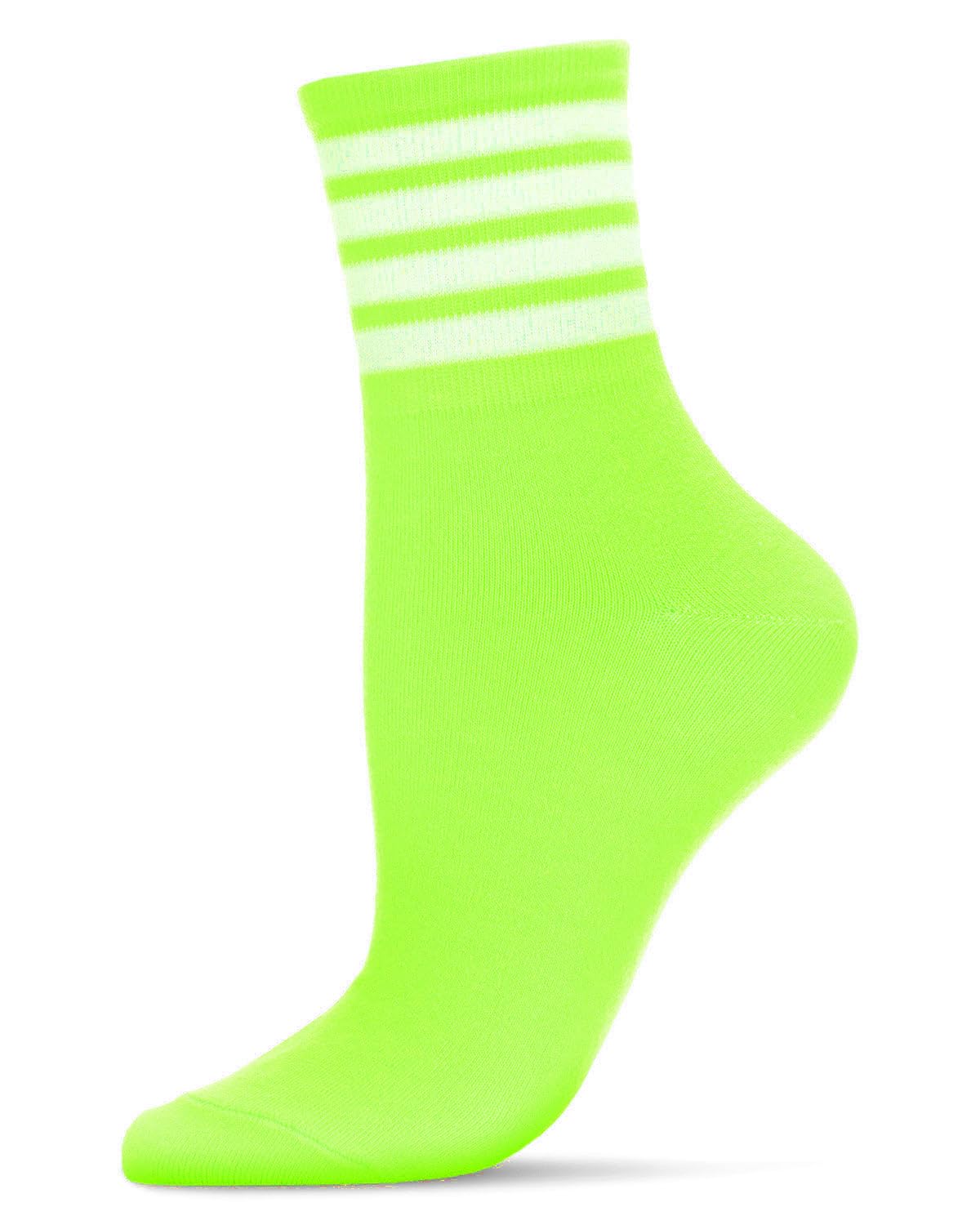 MeMoi Women's Cotton Blend Neon Crew Socks - 4-Pack Bold Colorful Ankle Socks for Casual Wear, Workout & Fashion Outfits
